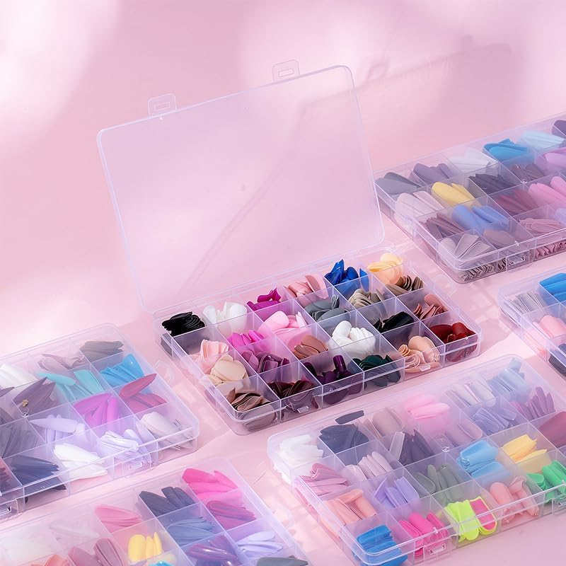 Namvo 576 PCS Medium Coffin False Nails, 24 Colors Acrylic Artificial Glossy Press on Nails Full Cover Short Ballerina False Nail Tips for Women Girls Nail Decorations image number 6