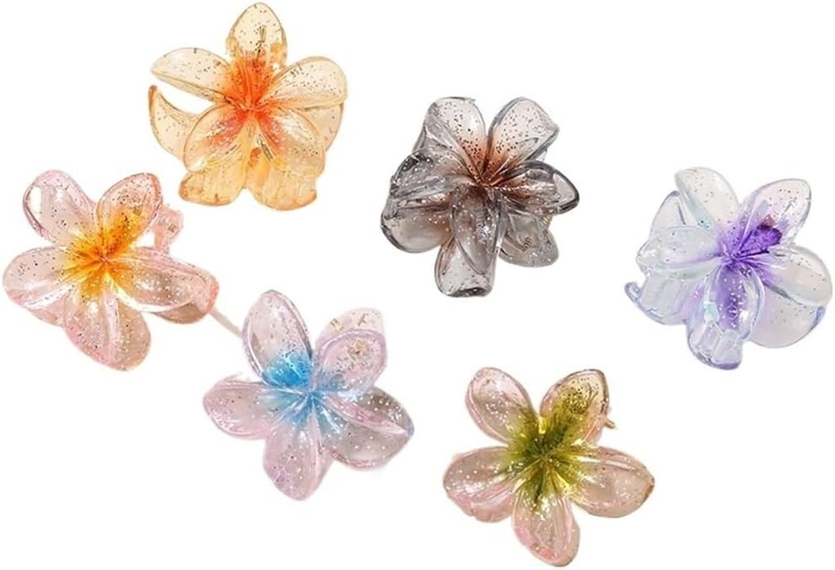 Hair Claw Clips Fashion 4CM Plastic Flower Small Hair Claw Hairpin Candy Color Monochromatic Hair Clip Headwear Hair Accessories image number 3