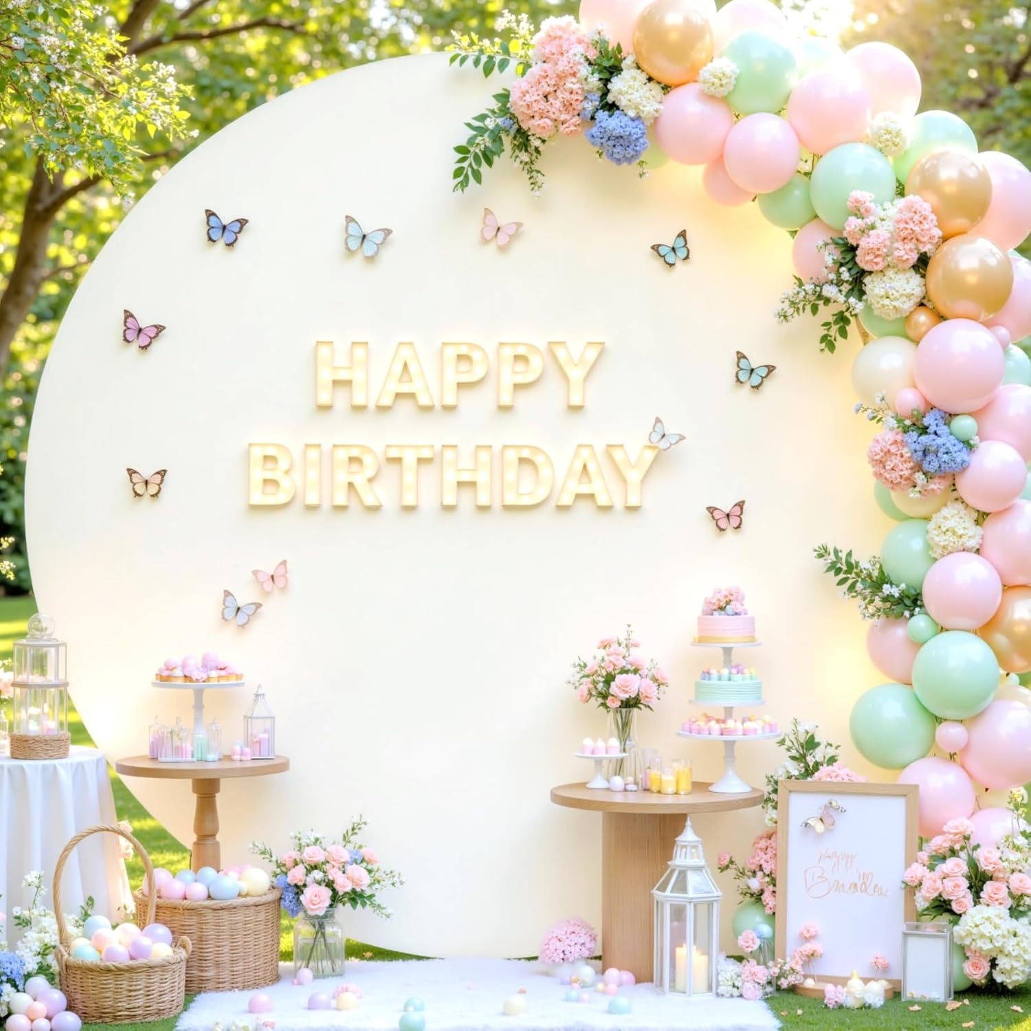 7.2 FT Ivory round Backdrop Cover for Circle Balloon Arch Stand Stretchy Circle Arch Backdrop Covers for Wedding Arch Baby Shower Birthday Party Photo Shoot Photography Arch Background Decorations image number 6