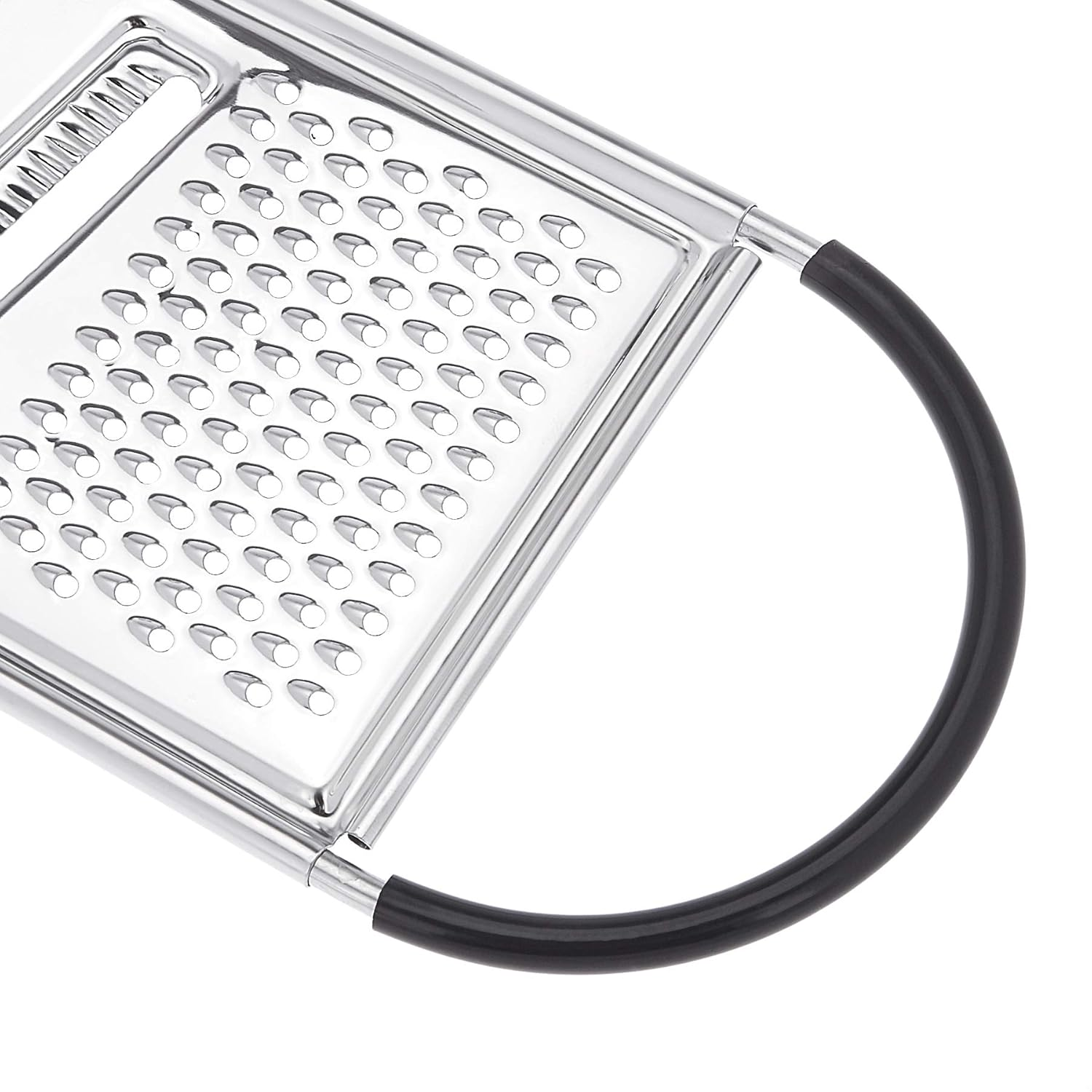 Amazon Basics Rectangular Stainless Steel Flat Cheese Grater with Non-Slip Handle and Base, Black (Previously Amazon Commercial Brand) image number 2