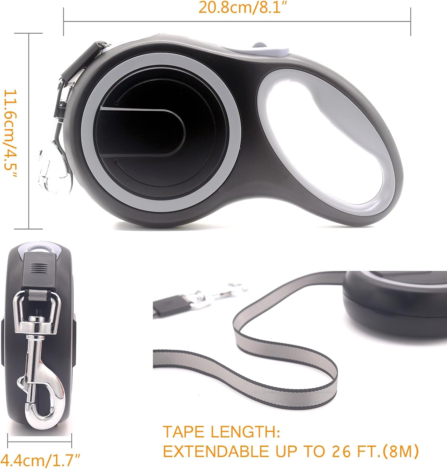 8 Meter Retractable Dog Leash, Heavy Duty for Dogs up to 50Kg, Strong Nylon Tape, Tangle Free image number 1