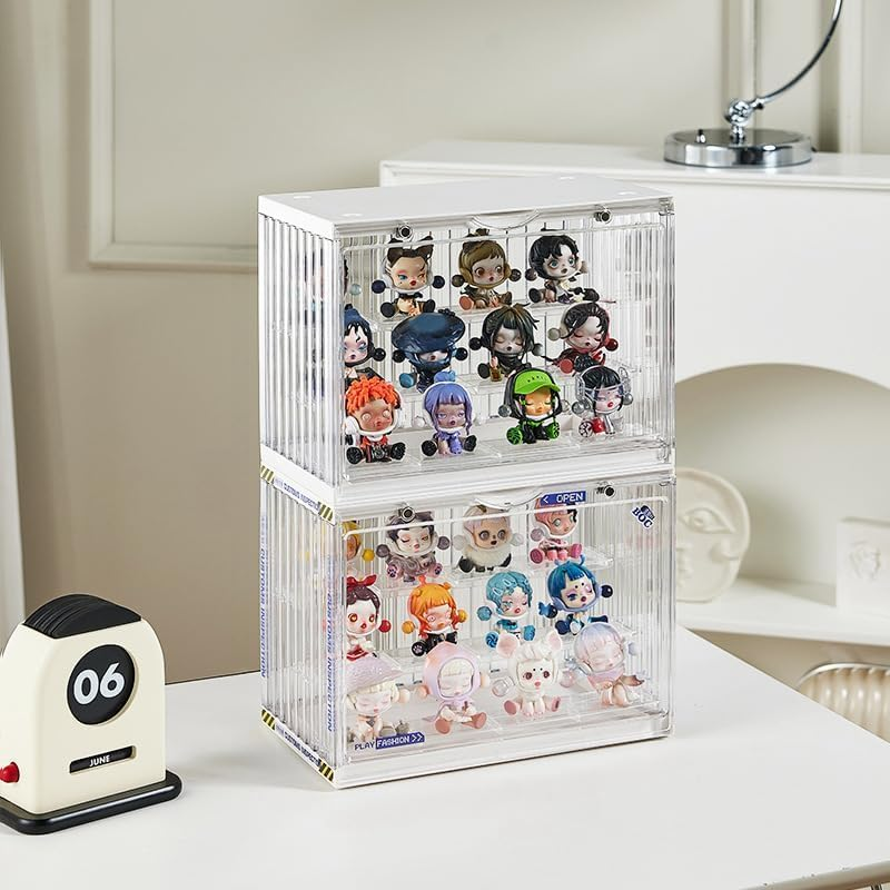 Clear Display Case for Figures, 3 Tiers Adjustable Acrylic Display Box Stand with Magnetic Door, Hobby Display Case, Clear, 1 Pack image number 1