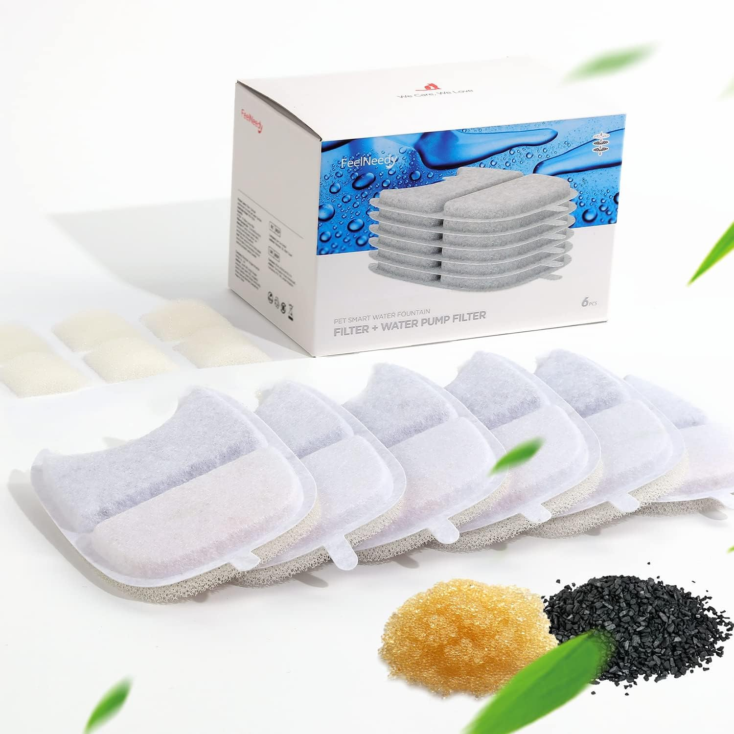 FEELNEEDY 6 Pack Cat Fountain Filter Sponges Replacement Pet Water Fountain Filter for 4L Cat Fountain with Motion Sensor (YPD-C004) image number 4