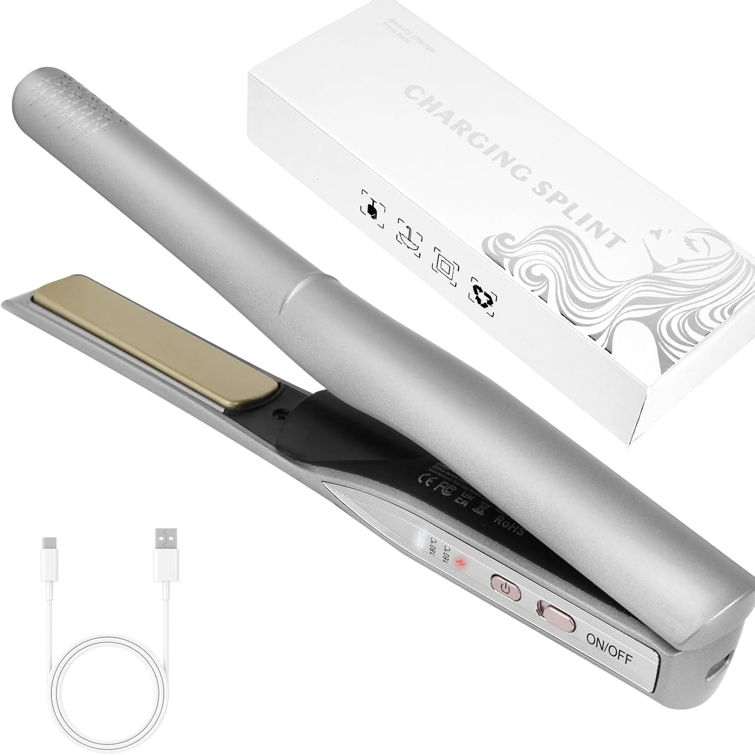 Alaoo Straightener Hair Straightener, Improved Version Ceramic Straight for Smooth & Shiny Hair, Hair Straightener, Professional Hair Straightener, 2-In-1 Straightener, Ideal for Straightening image number 4