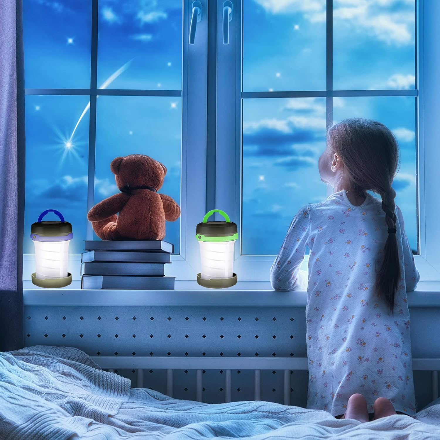 Retisee 4 Pcs Collapsible LED Camping Lantern Battery LED Operated Camping Lantern Lights Lantern Flashlight Portable Lamp Camping Accessories for Emergency Power Outage Hiking Tent Outdoor, 4 Colors