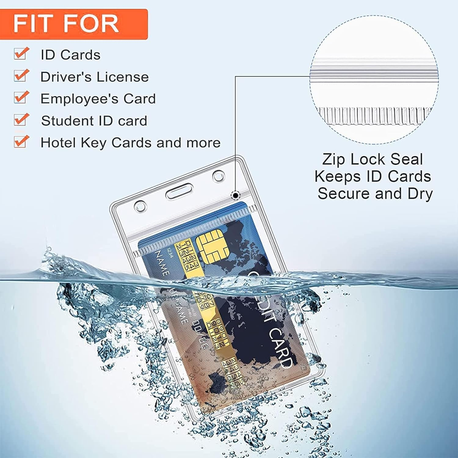 Waterproof Transparent Card Holder, 10 Pcs Clear ID Card Holders with Retractable Keychains, Plastic Badge Holders for Teacher, Student, Nurse, Worker image number 3