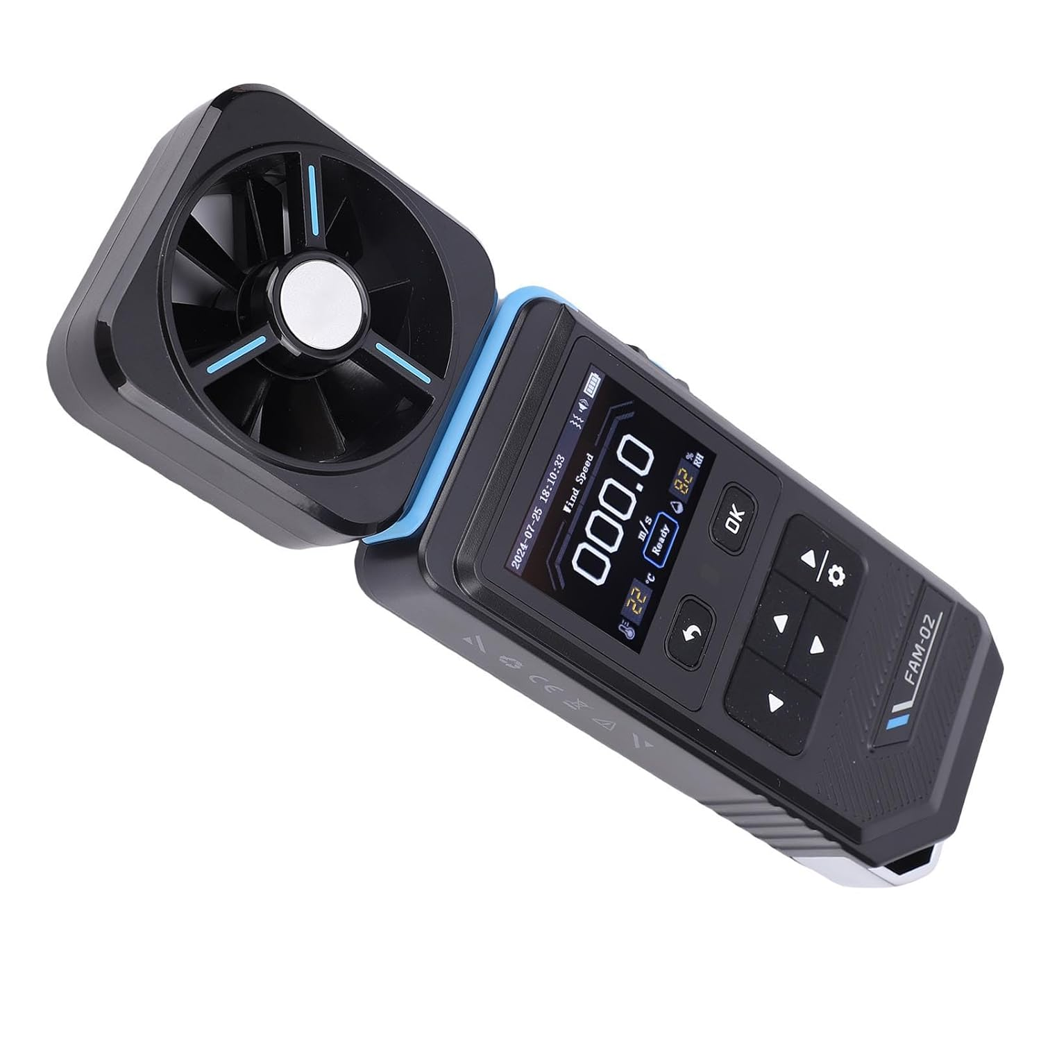 Jectse Compact Handheld Digital Anemometer with Fan for Efficient Wind Speed Measurement - Rechargeable Wind Speed Meter for On-The-Go Use [1 Item] image number 1