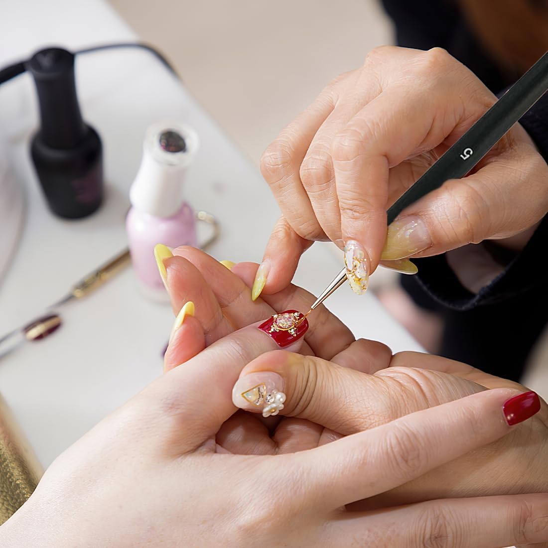 Nail Brushes, Pack of 10 Brushes for Gel Nails, Nail Design Accessories, Nail Art Brush Set, Nail Art Brush, Nail Design Gel Brush, Dotting Painting Line Pen for Nail Polish, Gel, Acrylic Nail Brush image number 4