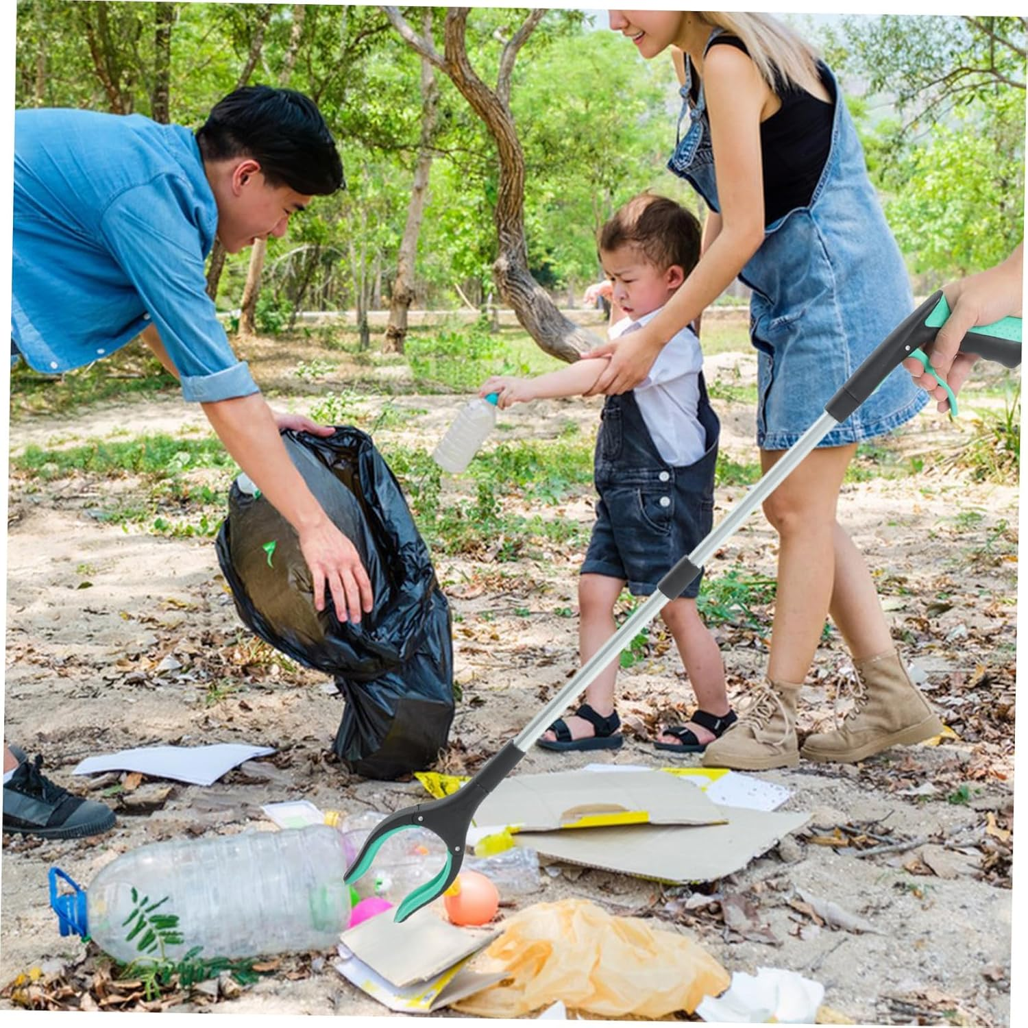 ERINGOGO Foldable Trash Grabber with Antislip Claw Ergonomic Long Reach Pickup Tool for Seniors and Elderly Portable Garbage Pick up Stick for Reach Areas Compact Extender Gripper Tool image number 5