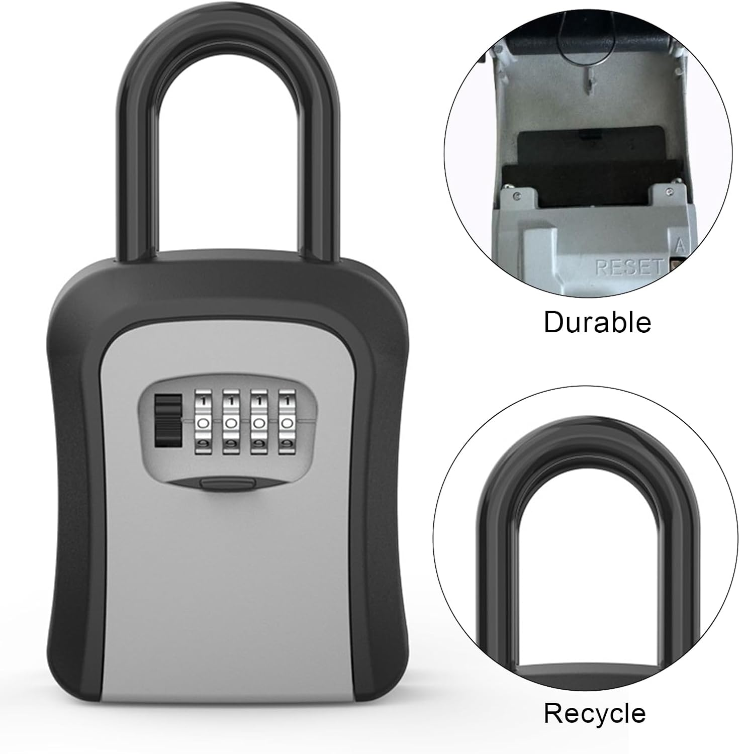 Ogetok Key Lock Box, Wall Mounted Key Safe Security Storage Box with Resettable Code for House Keys, Portable Combination Lockbox for Home, Office, Outdoor Garden, Store, Apartment, Black image number 1