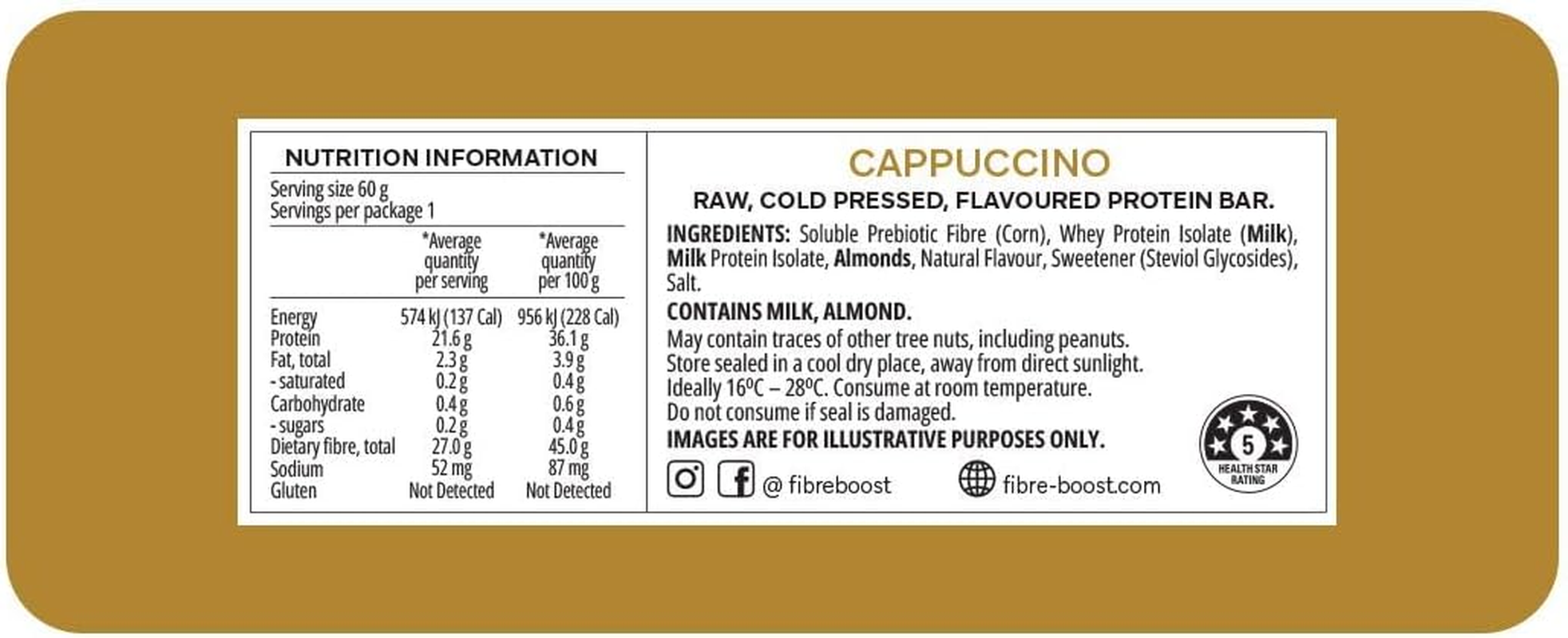 Fibre Boost Cold Pressed Cappucino Flavoured Protein Bar image number 1