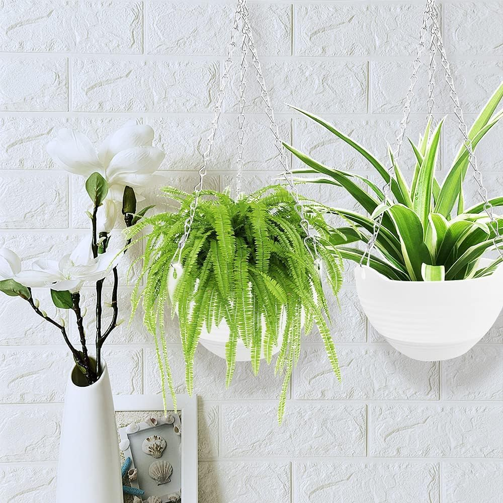 Hanging Planters 3 Pack, Self Watering Hanging Planters Indoor Flower Pots,With Water Reservoir & Drainage Hole Honeycomb Hanging Basket with Rustproof Chains for Indoor Outdoor image number 4