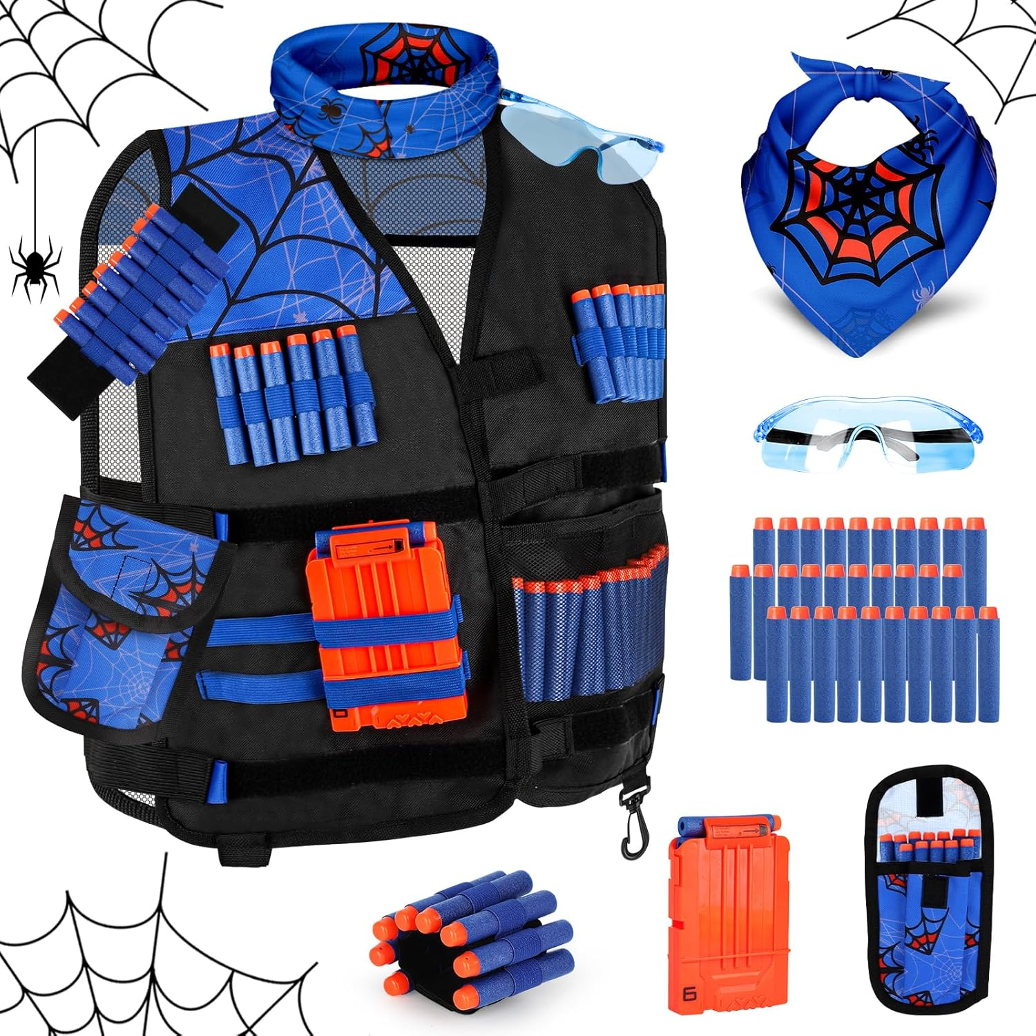 Lehoo Castle Kids Tactical Vest Kit, Nerf Tactical Vest for Nerf Guns with Tactical Mask Wrist Dart Pouch Refill Darts Protective Glasses Strike Elite Series for Boys Girls image number 5