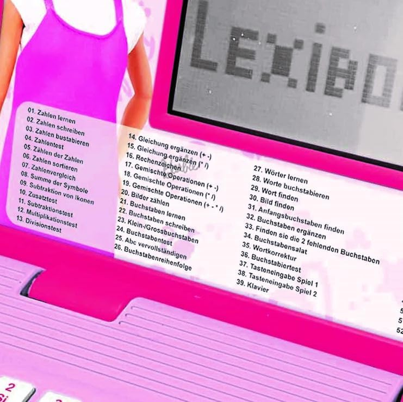 Lexibook Barbie Educational and Bilingual Laptop in English/German, Toy for Kids with 124 Activities to Learn, Play and Music, Pink, Jc598Bbi3 image number 2