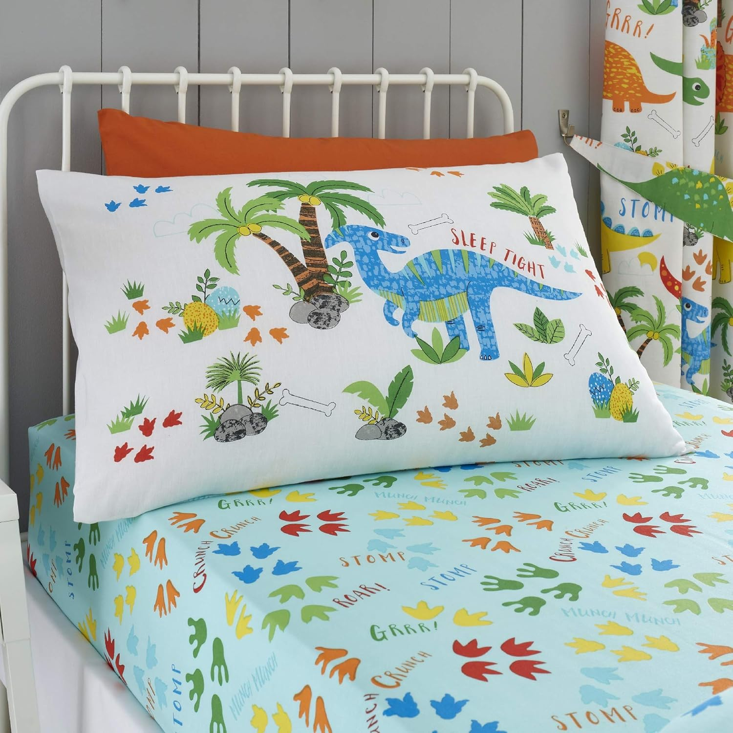Happy Linen Company Girls Boys Kids Cute Dinky Dinosaurs Double Reversible Duvet Cover Bedding Set