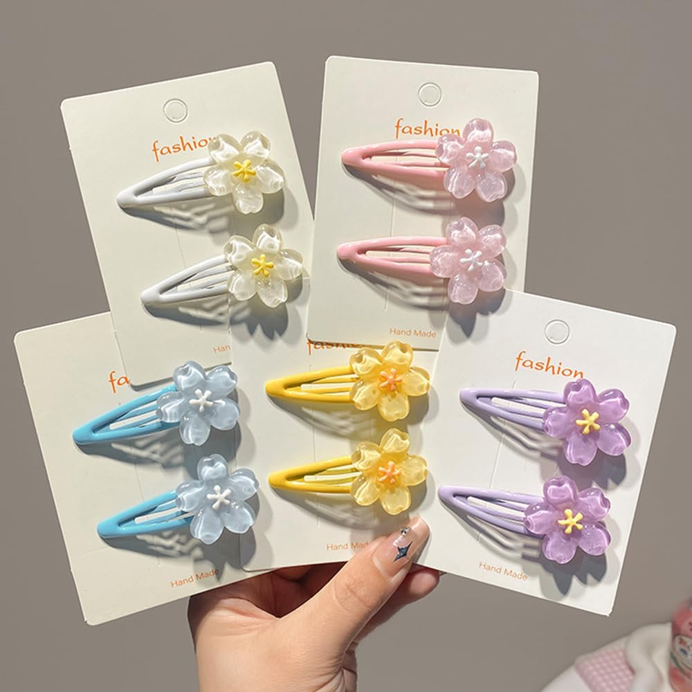 Pack of 10 Flower Hair Clips Jelly Flowers Hair Clips Women'S Sakura Flower Hair Clip Hair Clips Y2K Side Pony Hair Clip Flower Candy Coloured Hair Clips Girls Hair Clips Hair Accessories image number 3