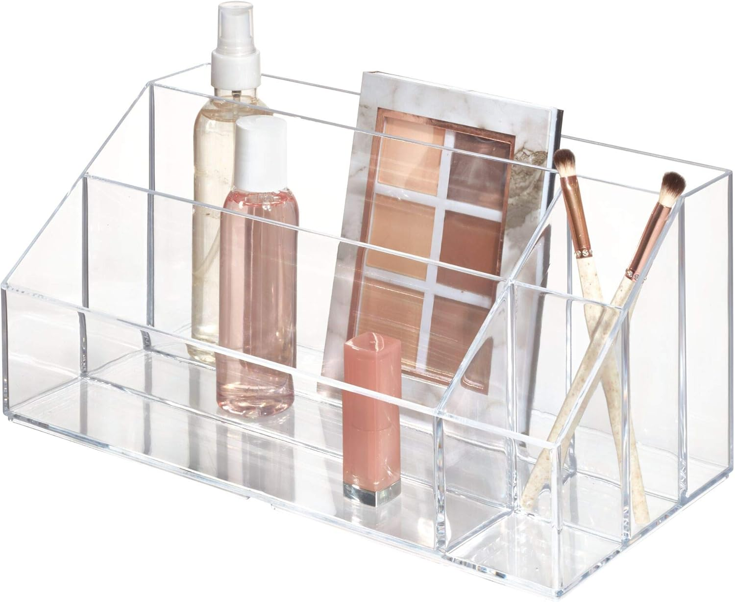 Interdesign Clarity Cosmetic Palette Organizer for Vanity or Cabinet to Hold Makeup; Nail Polish; Cosmetic Accessories - 5 Compartments; Clear (41270) image number 1