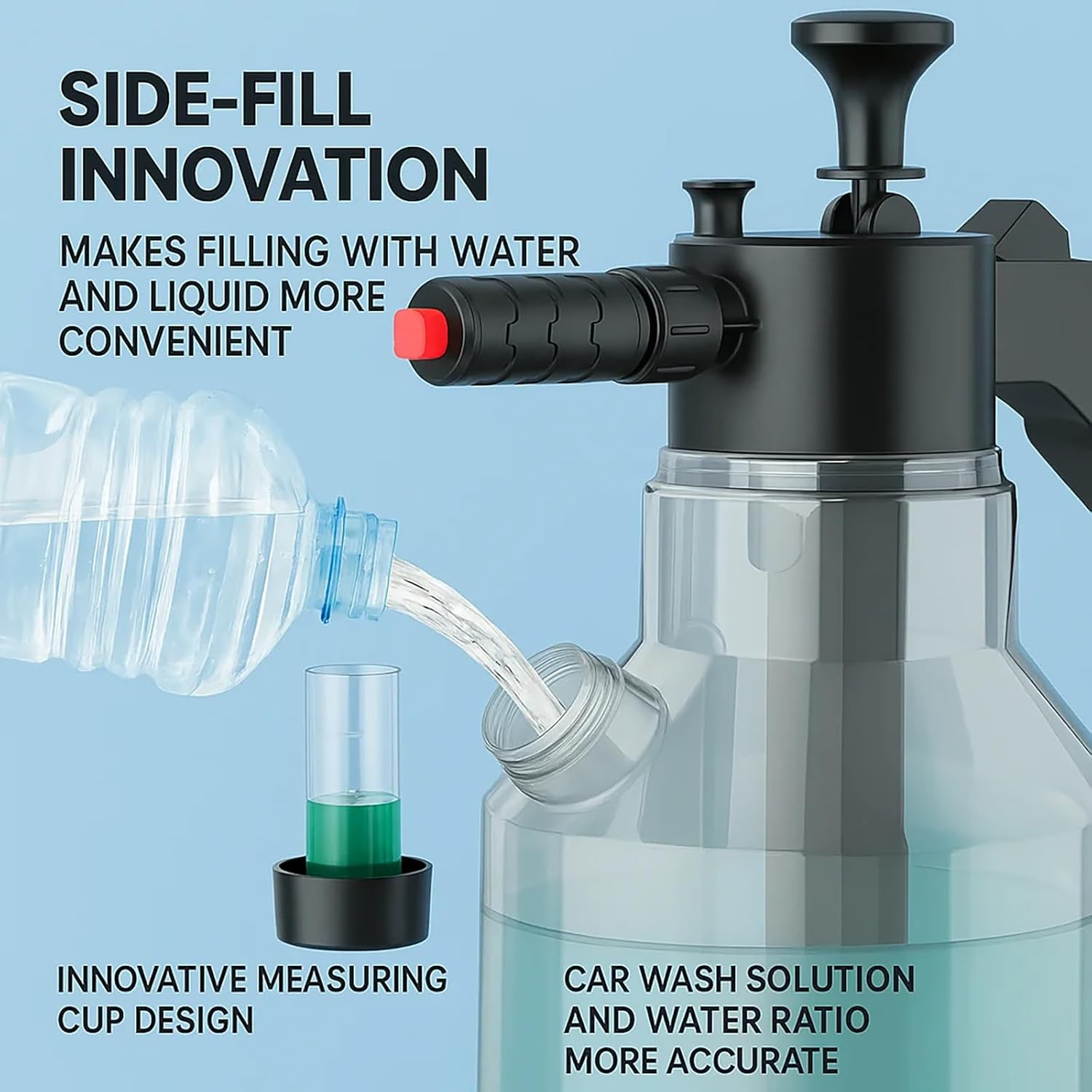 Taoluwin 2L Car Wash Foam Sprayer, Foaming Pump Sprayer with Wide Angle Fan Jet, Side-Fill Design & Dual Nozzles for Thick Suds, Garden Watering, and Home Cleaning image number 6