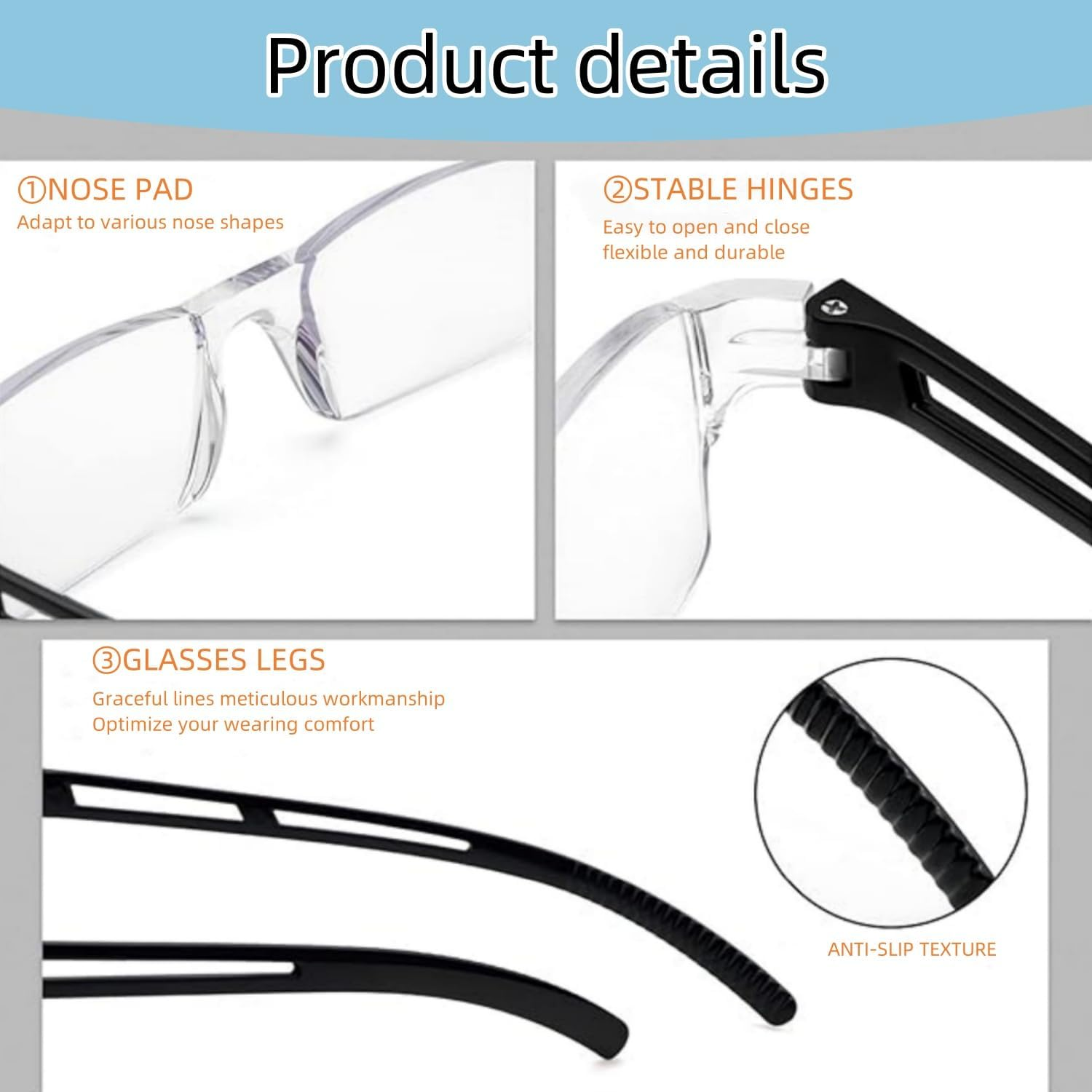 4 Pairs Reading Glasses, Blue Light Blocking Glasses, Blue Light Clear Frames Reader Lightweight for Men and Women image number 5