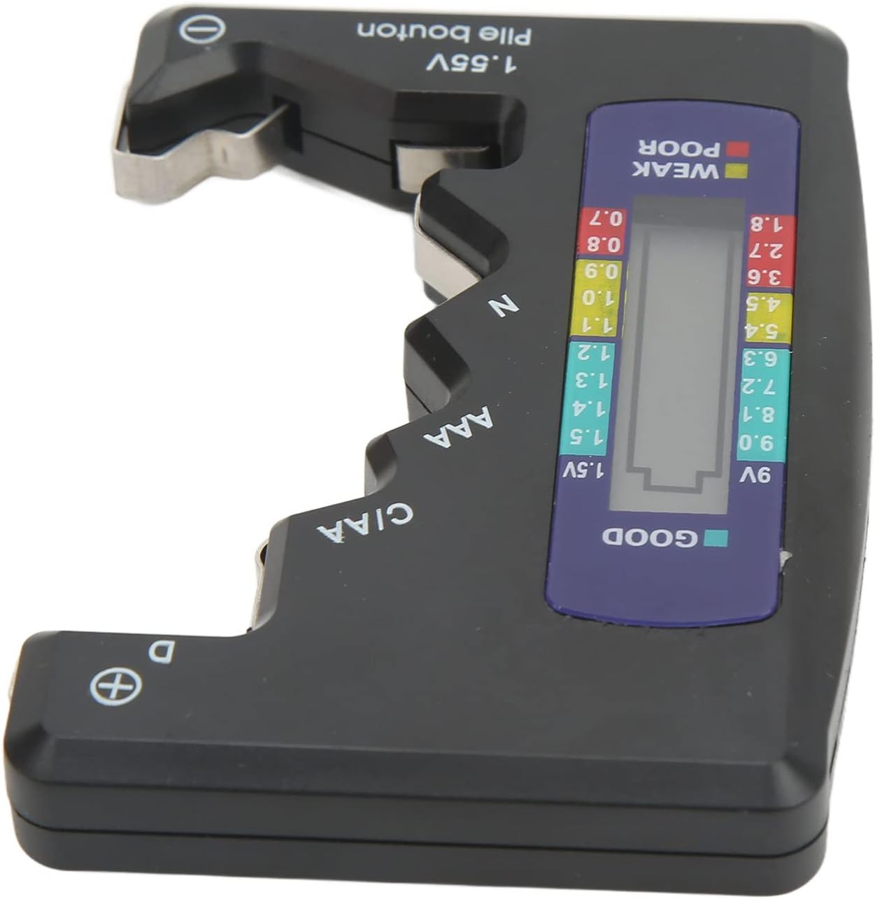Universal Battery Tester, Professional ABS Digital Battery Capacity Meter AA AAA Battery Test (Black) image number 5