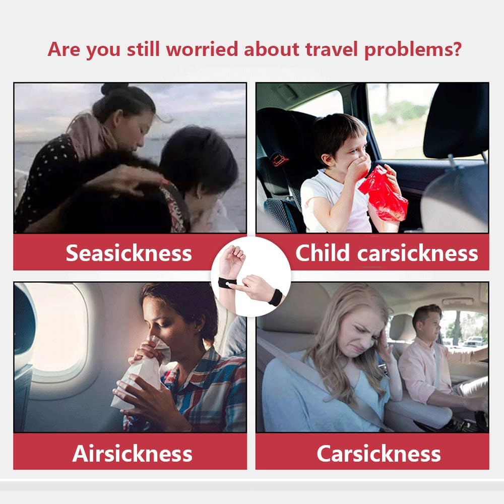 6 Pcs Travel Sickness Relief Wristbands,Seasick Wristbands for Pregnancy Children Adults, Anti-Nausea Wristbands for Car Sickness(Pink,Blue,Black) image number 2