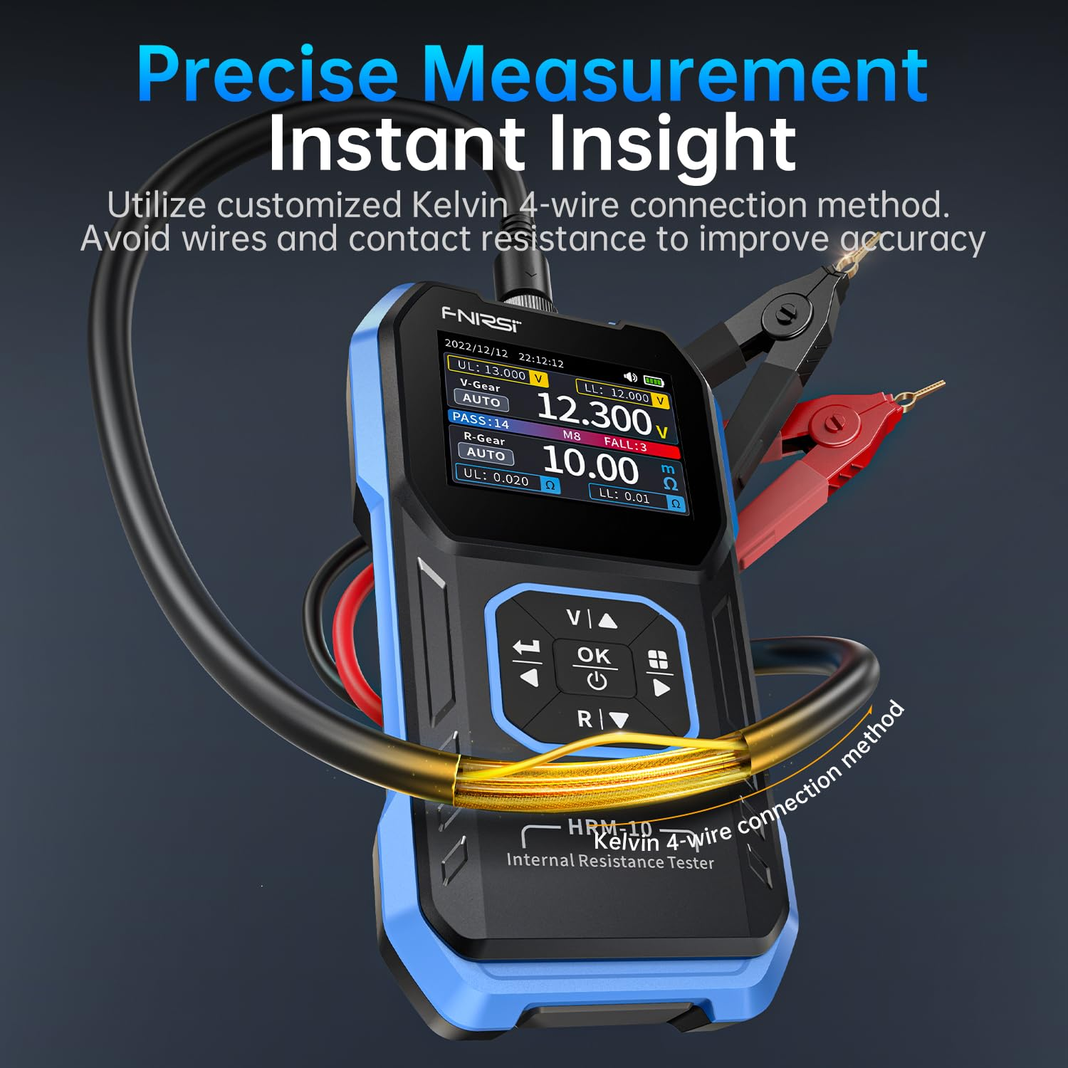 FNIRSI HRM-10 Voltage Internal Resistance Battery Tester, Milliohmmeter 100V 200&Omega;, Car Battery Tester, Battery Checker Tester for All Types of Batteries, AAA AA Battery, Household Battery Analyzer image number 6