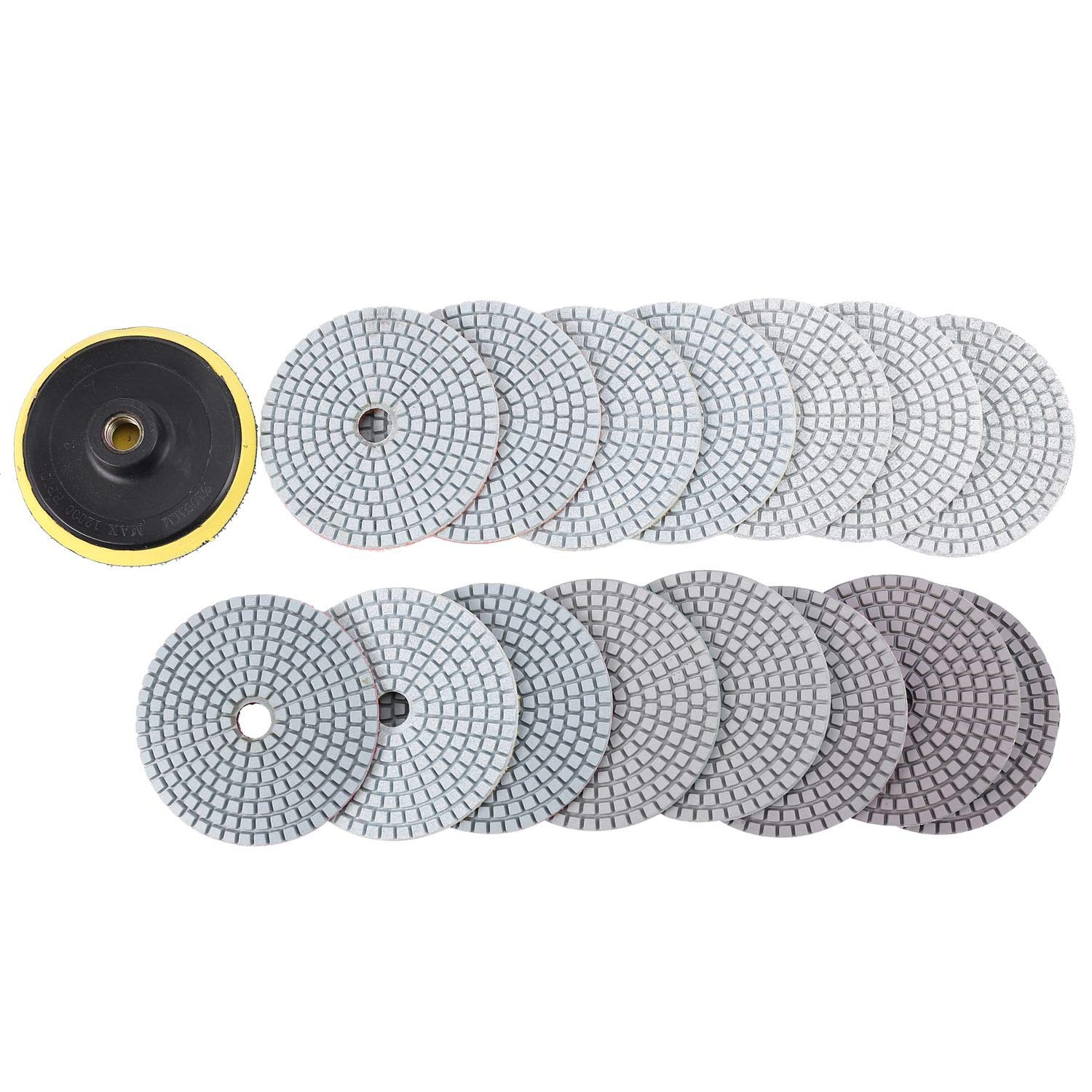 16Pcs Polishing Pads Kit 4 Inch 100Mm Wet/Dry for Stone Concrete Marble Polishing Use Grinding Discs Set image number 4