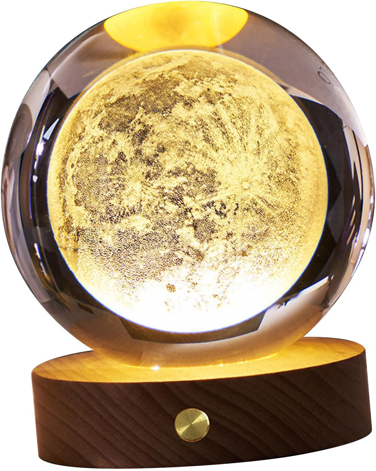 3D Crystal Ball Night Light, Innovative Crystal Ball Lamp Rechargeable with Wooden Base, Versatile Soft Light Crystal Light for Home Bedroom Decoration (Moon) image number 6