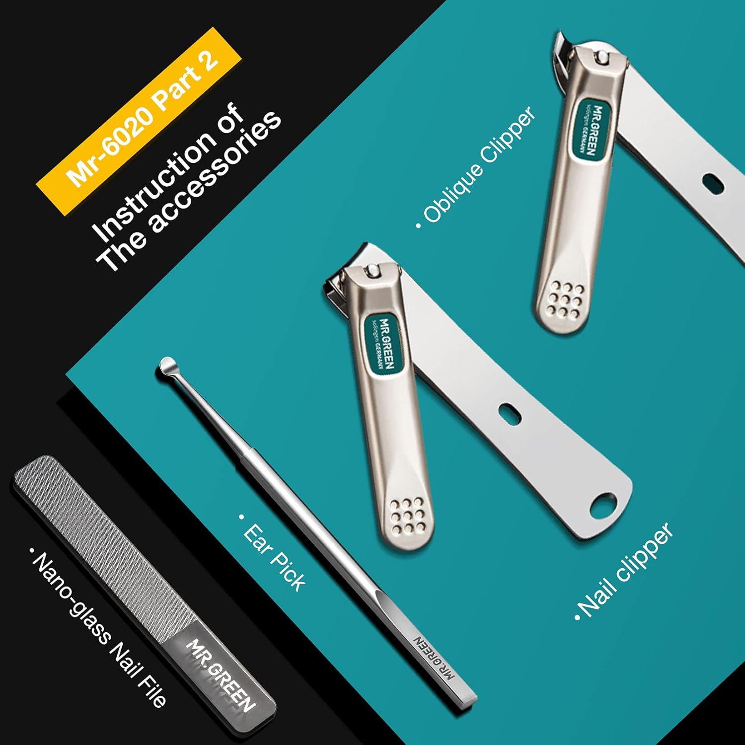 MR.GREEN 7 in 1 Manicure Sets Personal Care Tools Professional Stainless Steel Nail Clippers Pedicure Set Manicure Set with PU Leather Case - Color 2 image number 3