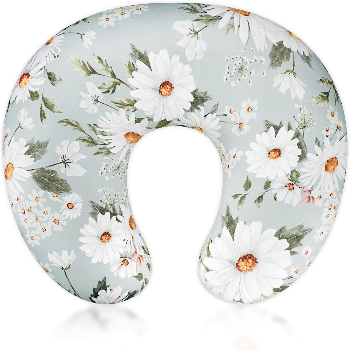 Pea Pod Nursing Pillow Cover Breastfeeding Pillow Slipcover for Moms Soft Breathable Organic Knit Fabric Newborn Infant Feeding Pillow Covers for Baby Girl Boy, Daisy