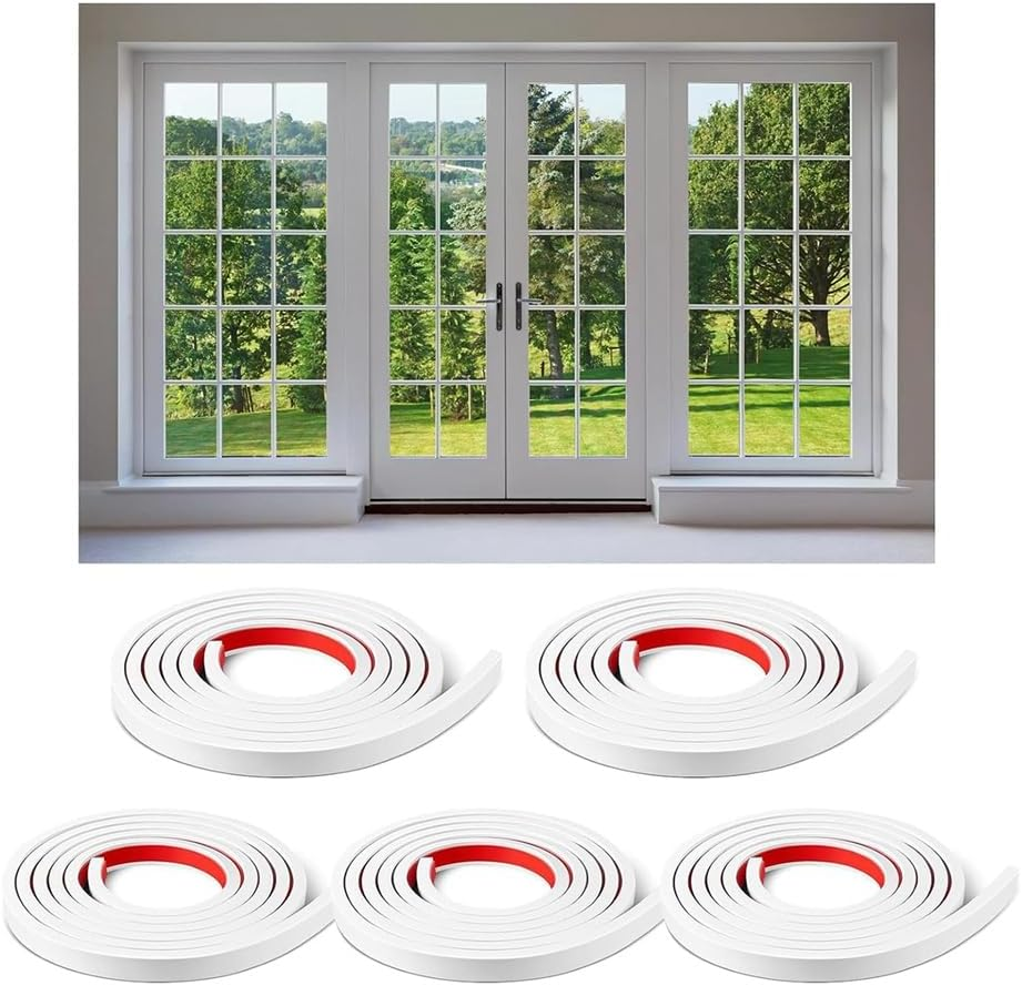 5 Rolls Total Window Grille Inserts Grid Kit Self Adhesive Peel and Stick Trim Simulated DIY Window Decorative White image number 4