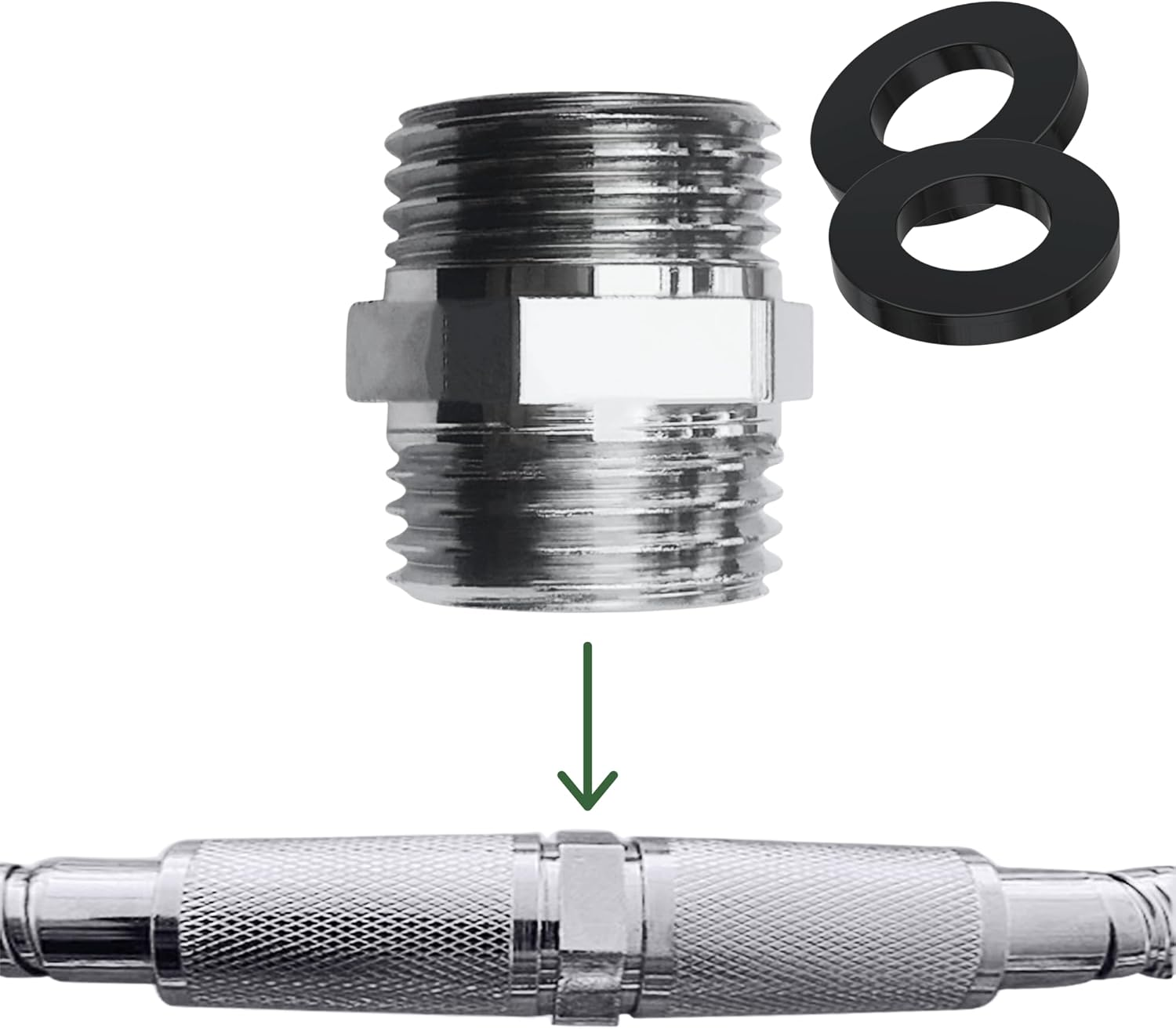 Shower Hose Extension - Shower Hose Extender - Easily Connects Two Shower Hoses Together - Solid Brass image number 5