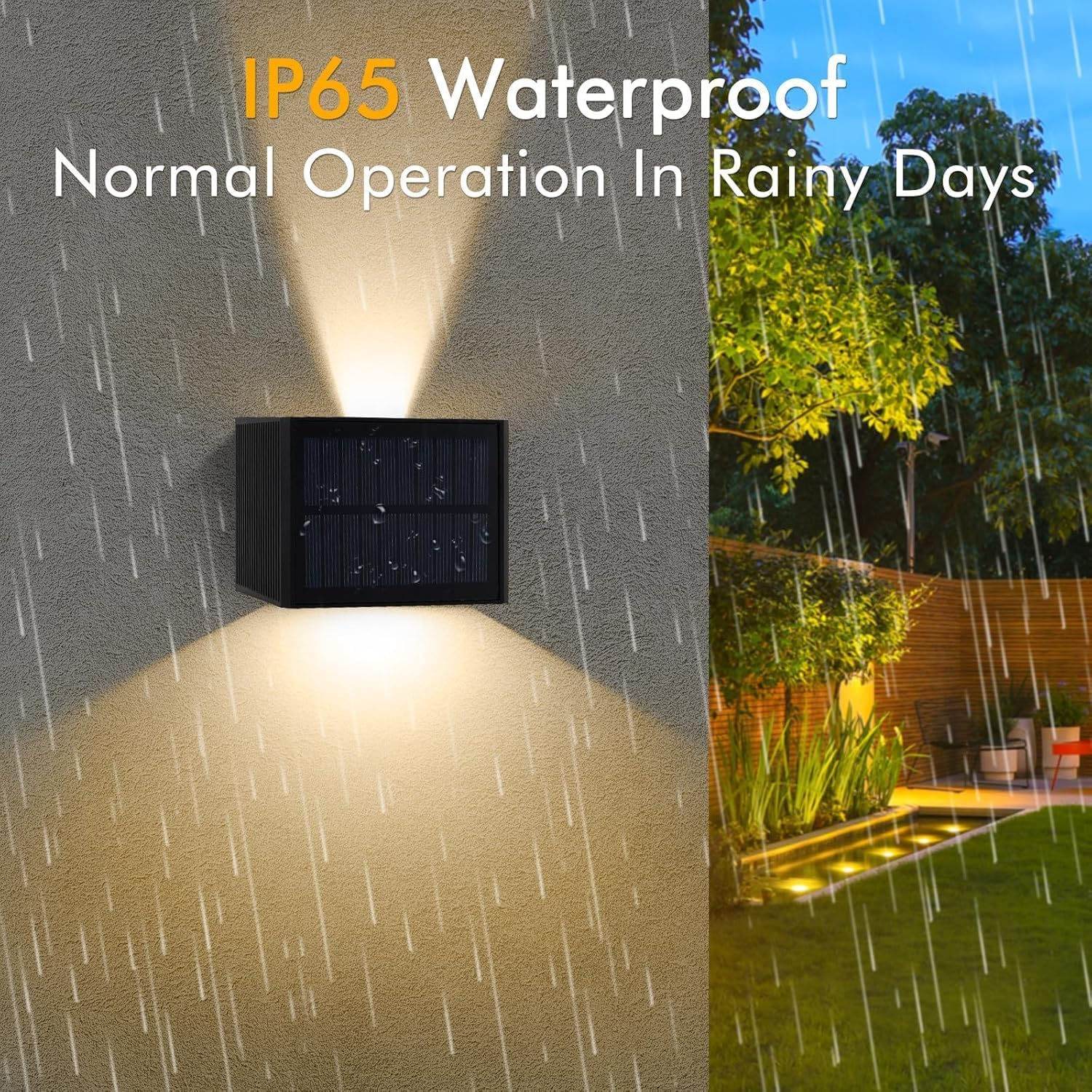 T-Sun Solar Wall Lights Outdoor, Warmwhite 3000K, 4-Pack,Waterproof up & down Wall Sconces with Adjustable Beam Angle, Solar Deck Lights for Porch, Garage, Fence, Courtyard, Stairs image number 6