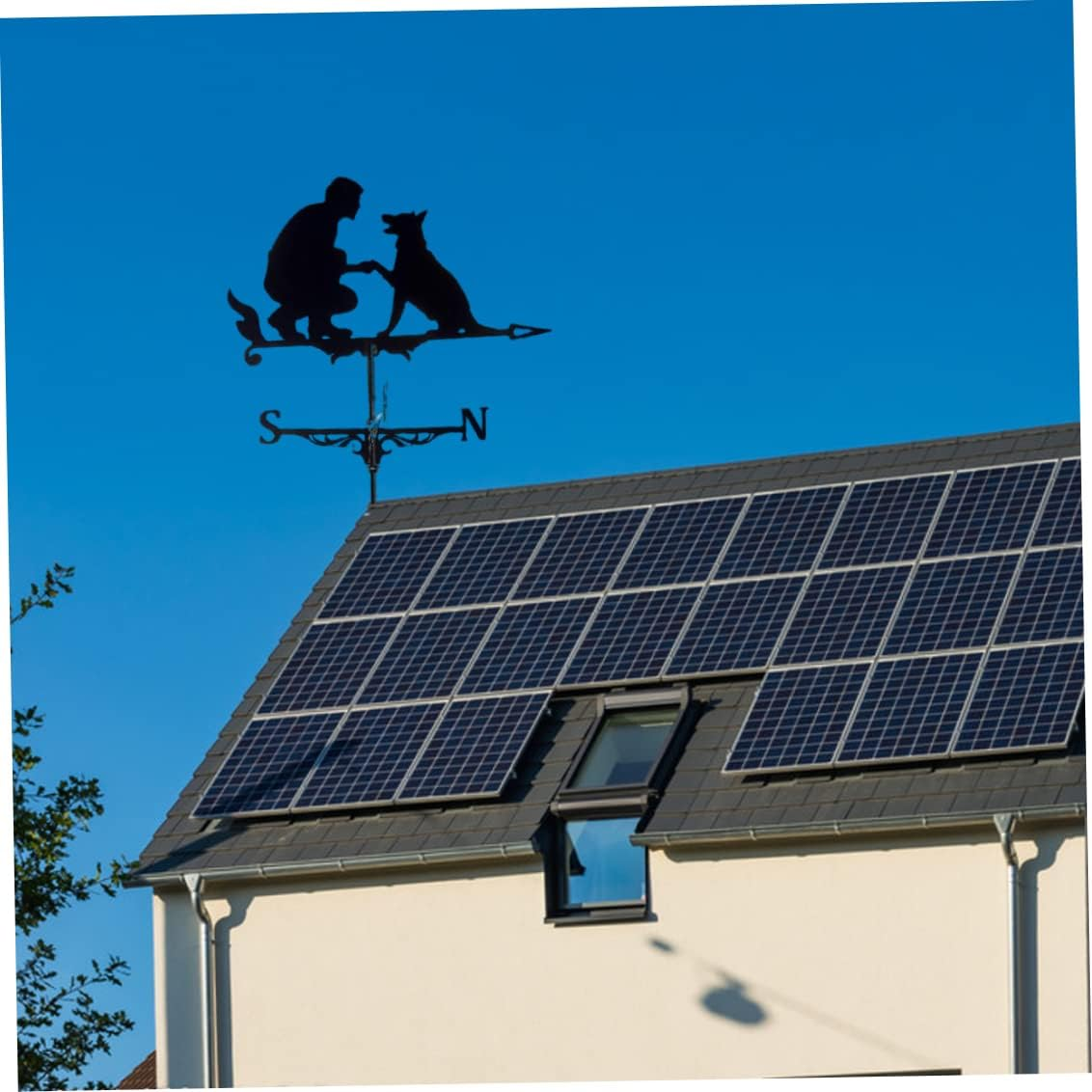 Weathervane Man Dog Weather Vane Decorative Garden Yard Wind Direction Indicator Garden Weather Vane image number 1