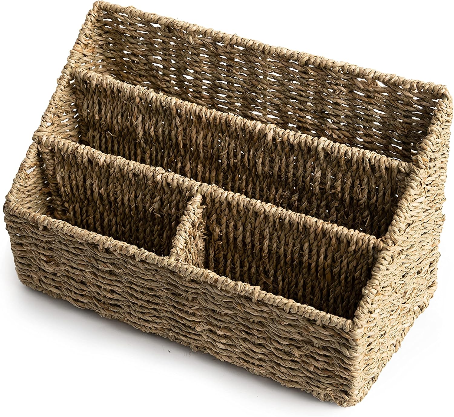 KOLWOVEN Magazine Display Holder- Mail Organizer Countertop- Mail Holder L Bill Sorter Organizer for Desk and Home Boho Rack Storage Organizer image number 4