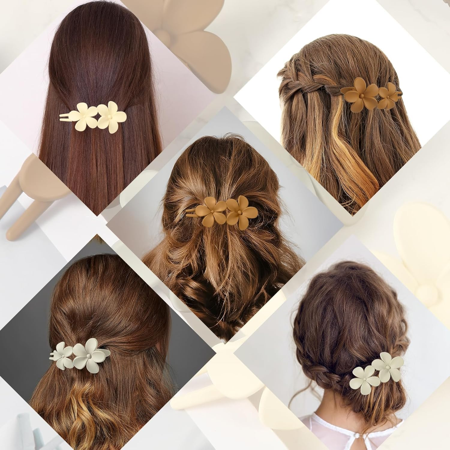 Flat Hair Clip Lay down Flower Hair Claw Clip,6Pcs Lay down Hair Claw Clip Flat Hair Clip,Flat Claw Clips Flower Hair Clips,French Flat Hair Clip Lay Flat Claw Clip Flower Flat Hair Clip for Girls image number 4