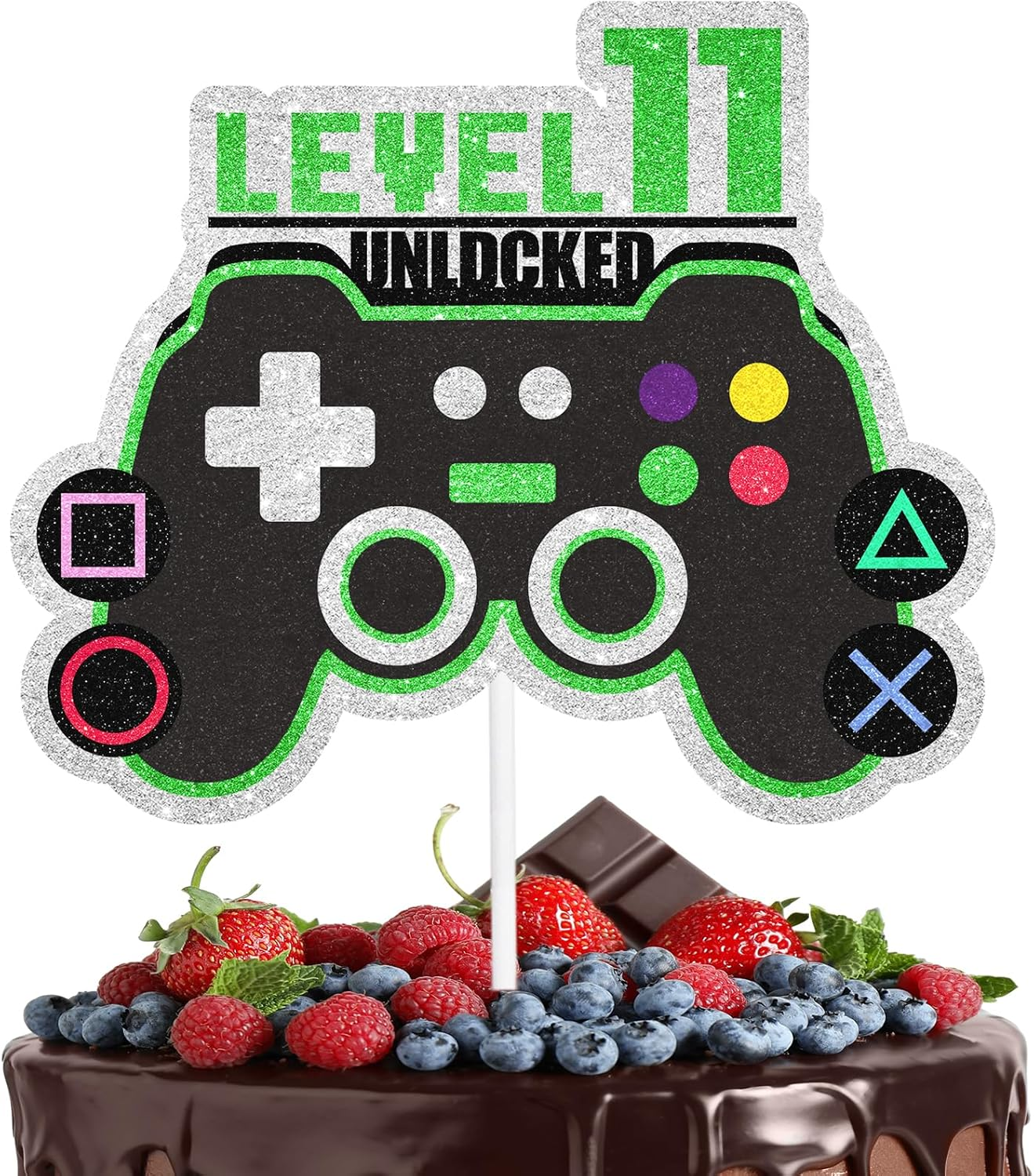 Game Controller Cake Topper Video Game Theme Level up 9 Happy Birthday Unlocked Decoration, Boys and Girls Birthday Party, Game Night, or Anniversary Party Decoration, Birthday Gift for Kids.Liangss