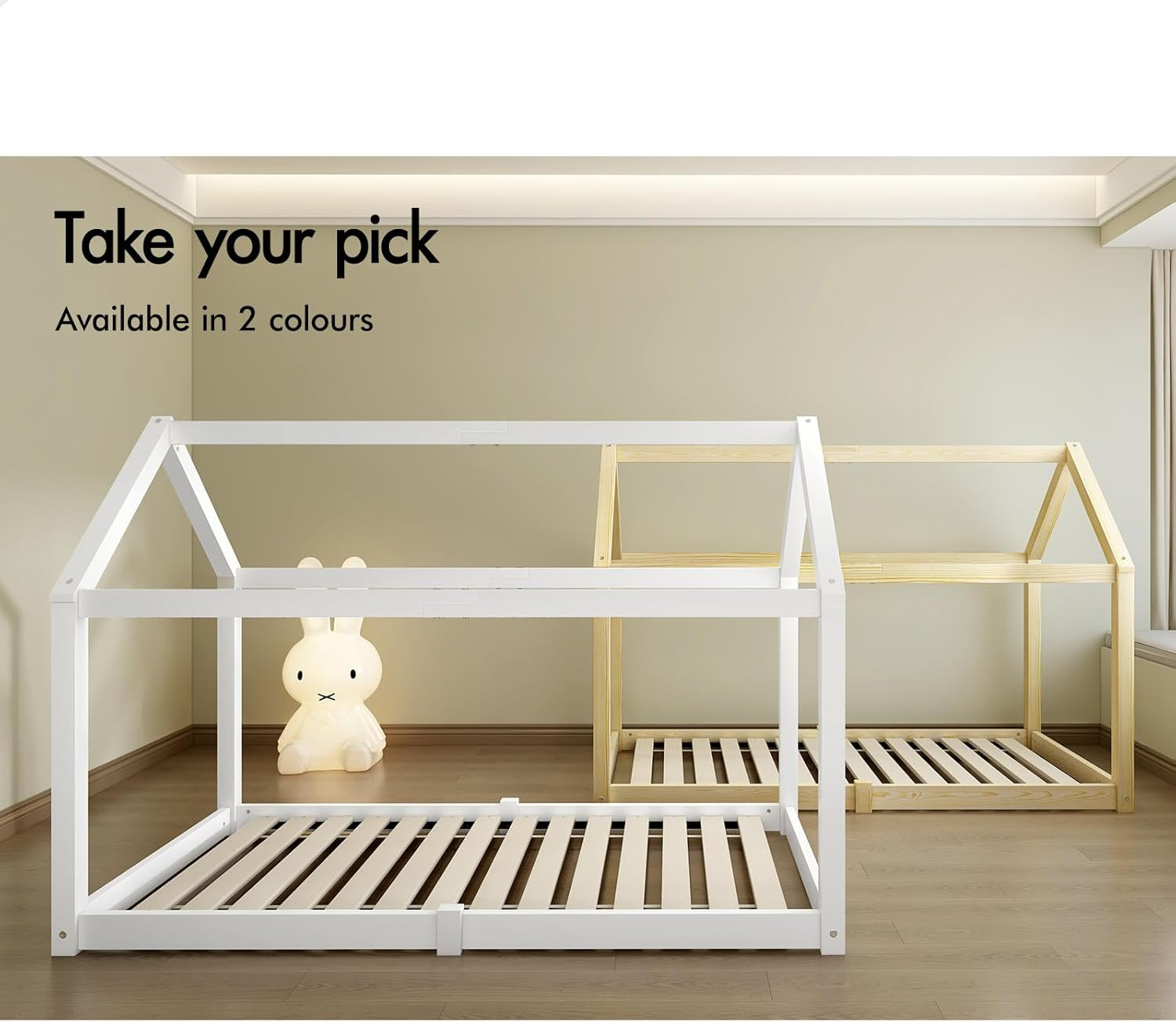 ALFORDSON Wooden Timber House Frame Single Mattress Base Platform, Kids Bed Frame W/O Guard Rail, Rocco Oak Bedroom Furniture, Solid Pine Wood Bed Base Foundation Children'S Beds image number 6