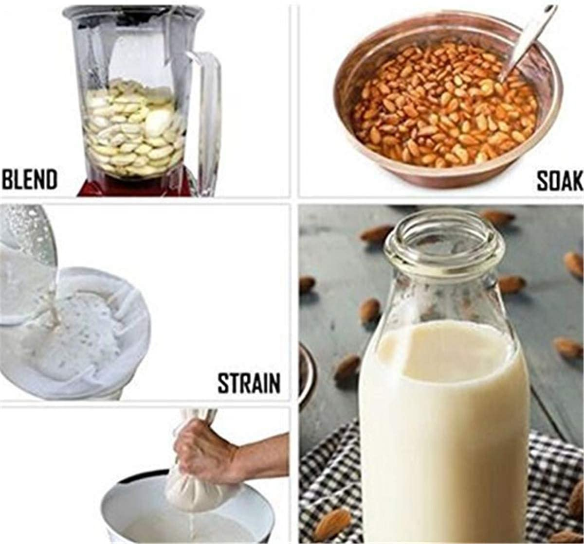 2 Pcs Nut Milk Bags, 11.81"X11.81" Pro Quality Reusable Almond Milk Bag and All Purpose Food Strainer, Washable Fine Mesh Nylon Cheesecloth for Straining Celery Juice, Coffee, Yogurt and Cheese Making image number 1