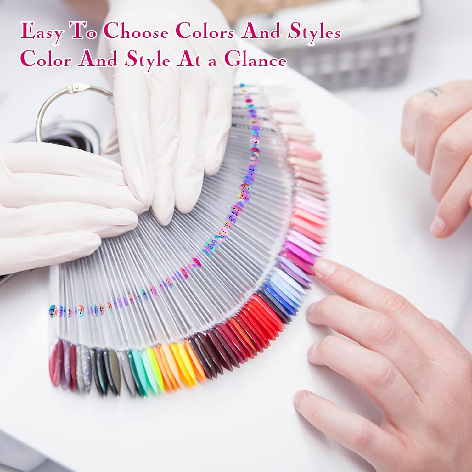 Aiqinu Pack of 300 Nail Display, Nail Art, Transparent Colour Card Plates, Nail Polish Display Ring Sticks, Nail Display Salon Exercises image number 4