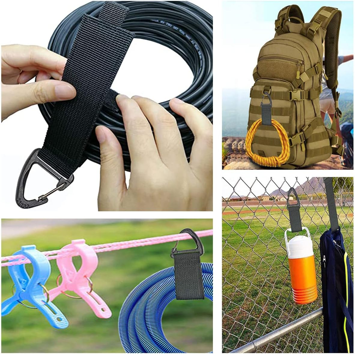 YQQZQ Cable Straps,6Pcs Large Extension Cord Holder for Cables,Hoses and Ropes,Heavy Storage Tape for Outdoor Travel,Climbing and Garage (1.5 in Width,16 in Length) image number 2