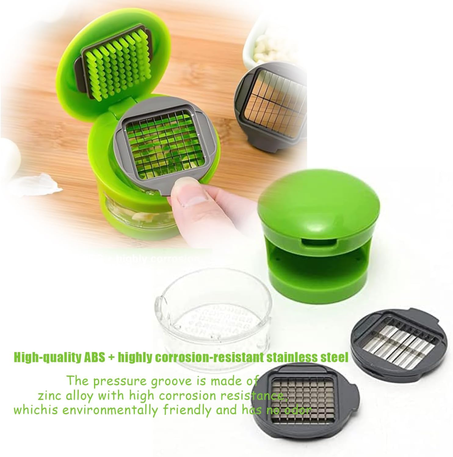 WEZCHUGHAOL Garlic Chopper - 3-In-1 Mini Garlic Mincer Crusher with Twister Handle, Kitchen Gadget for Fast Dicing, Slicing and Grinding, Easy-Clean Design for Garlic, Onions image number 5