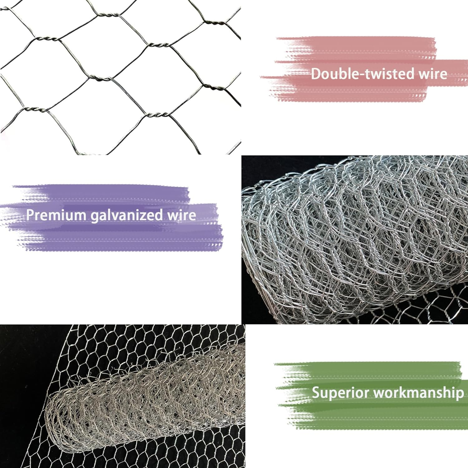 104Pcs 236"X13.78" Chicken Netting Wire Mesh with Pliers, Gloves, Wire Ties, Galvanized Chicken Wire Net Chicken Barbed Wire Garden Fence Barrier Chicken Wire Fencing Poultry Wire Net image number 4