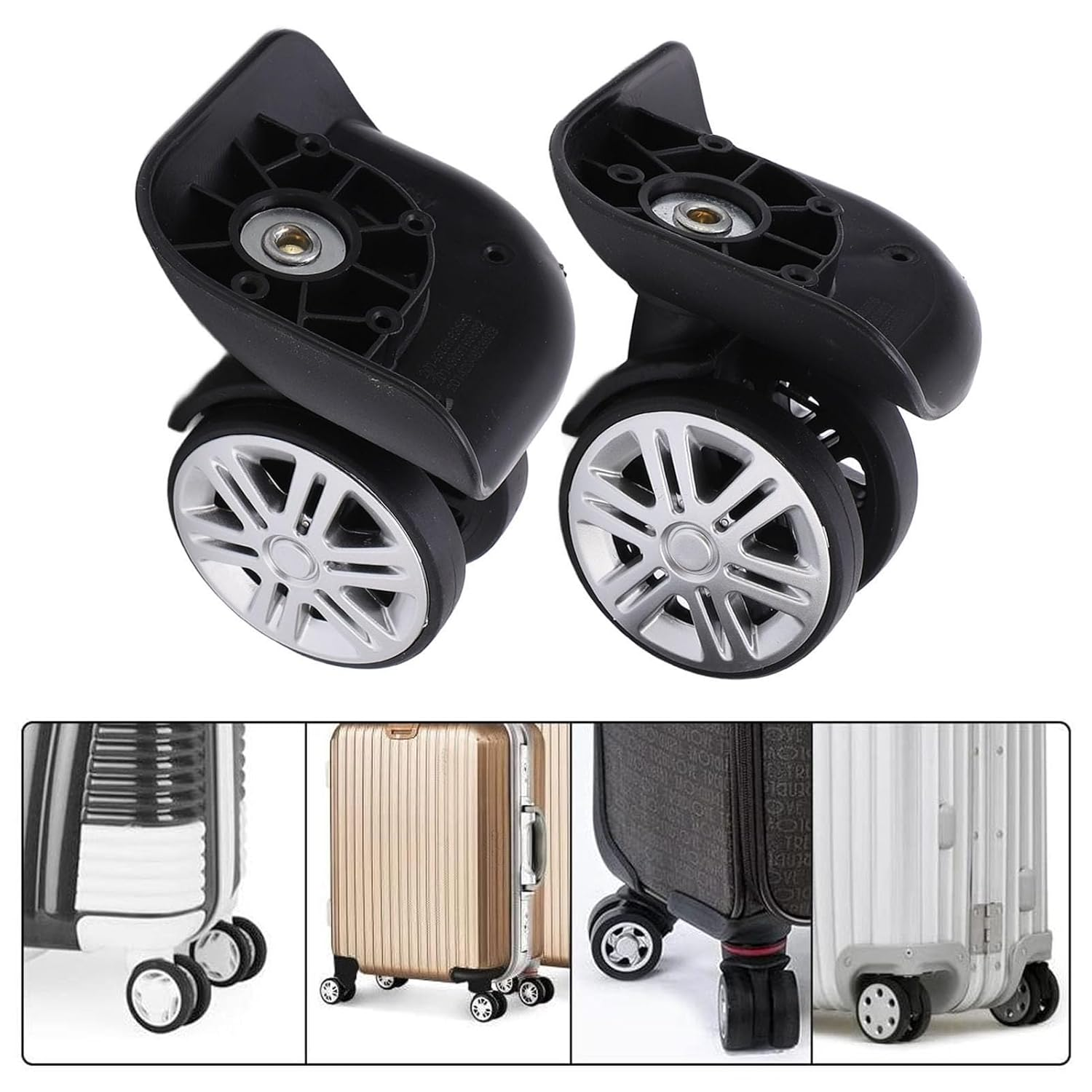 1 Pair A65, Wheels Mute Swivel Suitcase Luggage Samsonite Replacement Wheels Replacement for Caster Repair Parts image number 4
