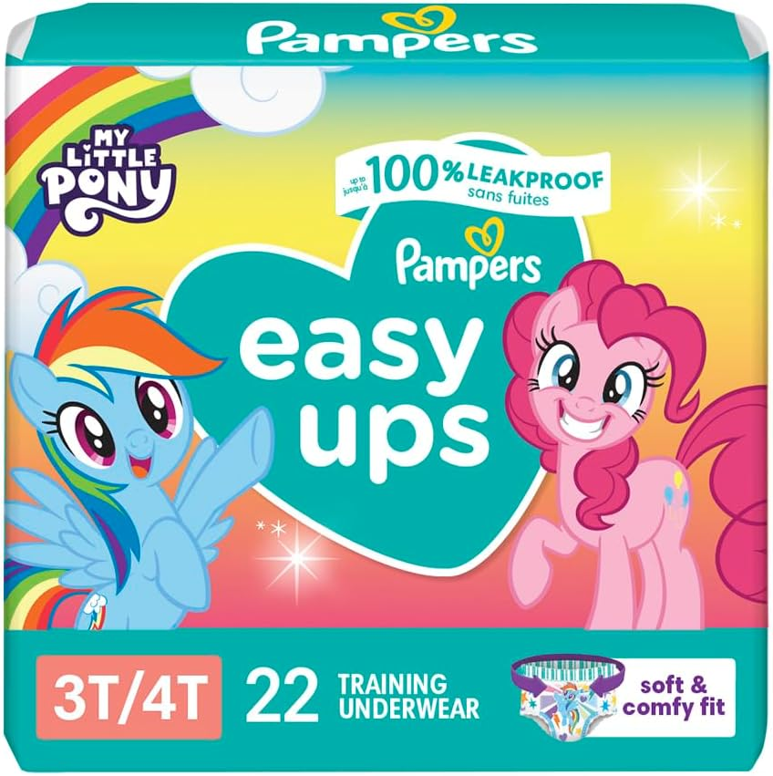 Pampers Easy Ups Pull on Disposable Training Diaper for Girls, Size 5 (3T-4T), Jumbo Pack, 22 Count