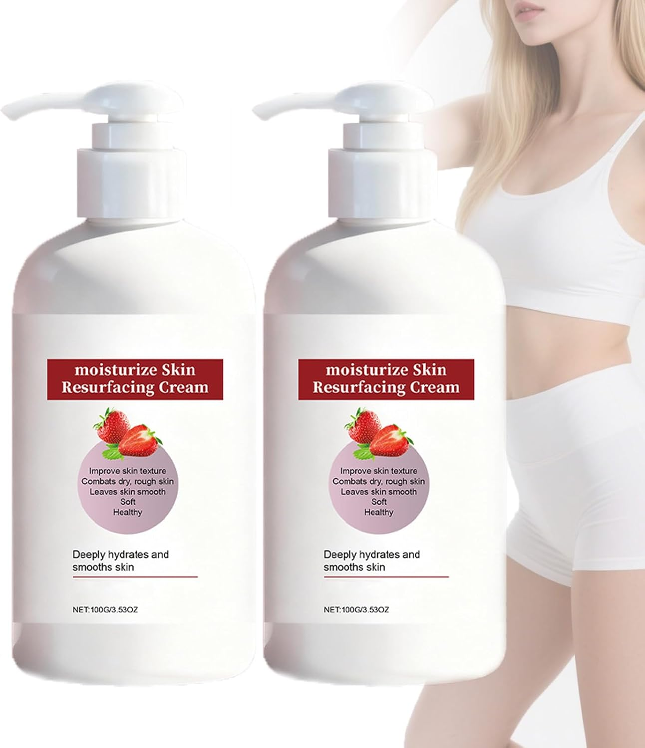 Strawberry Skin Resurfacing Cream, Strawberry Body Lotion for Dry Skin, Strawb/Erry Brightening Cream, Moisturizing Bumpy Sk/In There, Reduce Uneven Texture, Silky and Smooth S/Kin Effect (1 PCS)