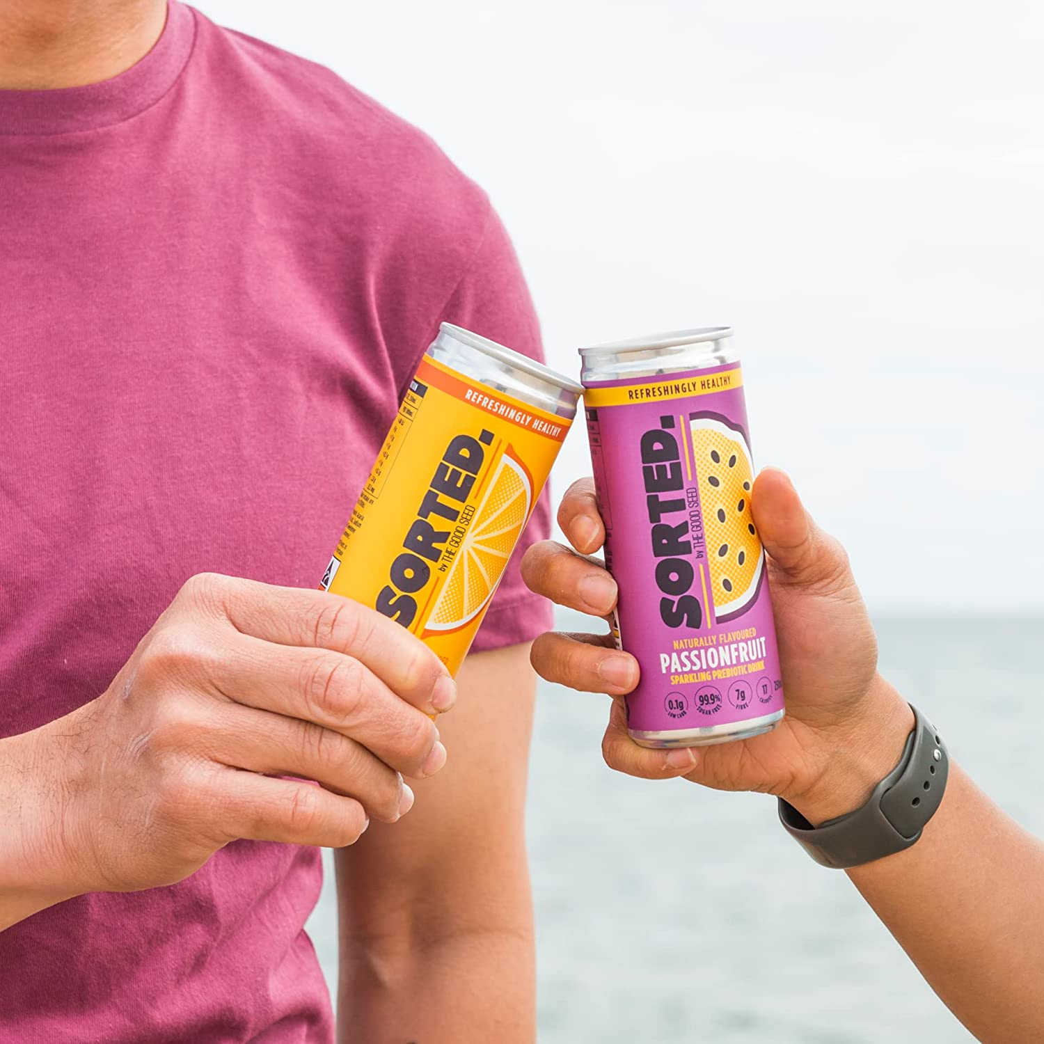 SORTED. Passionfruit Prebiotic Soft Drink | Boosts Gut Health | High-Fibre, 99.9% Sugar-Free, Low Carb, Low Calories | 12X250Ml Cans