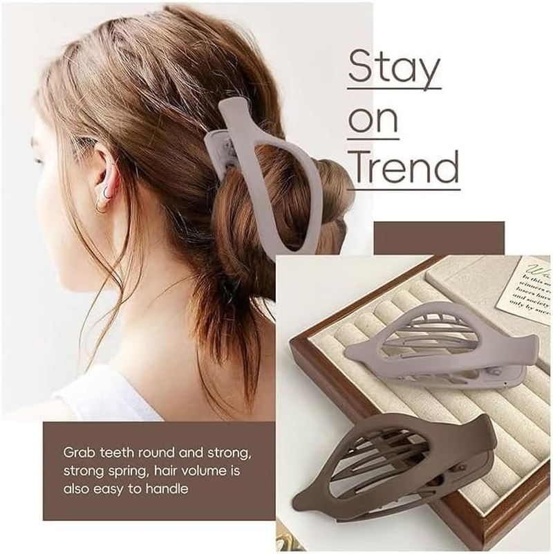 Neutral Color Flat Claw Clips, 8Pcs French Concord Flat Hair Clips,French Concord Curved Flat Hair Clips,Lay Flat Hair Claw Clips,French Concord Lay Flat Claw Clips,Flat Hair Clips for Women Girls