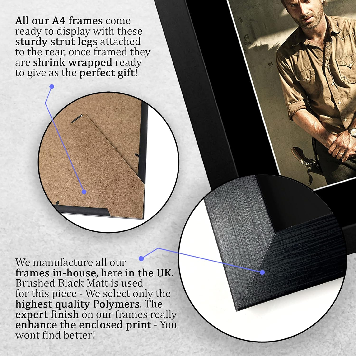 HWC Trading FR Andrew Lincoln Gift A4 Printed Autograph FRAMED the Walking Dead Gifts Print Photo Picture Display image number 2