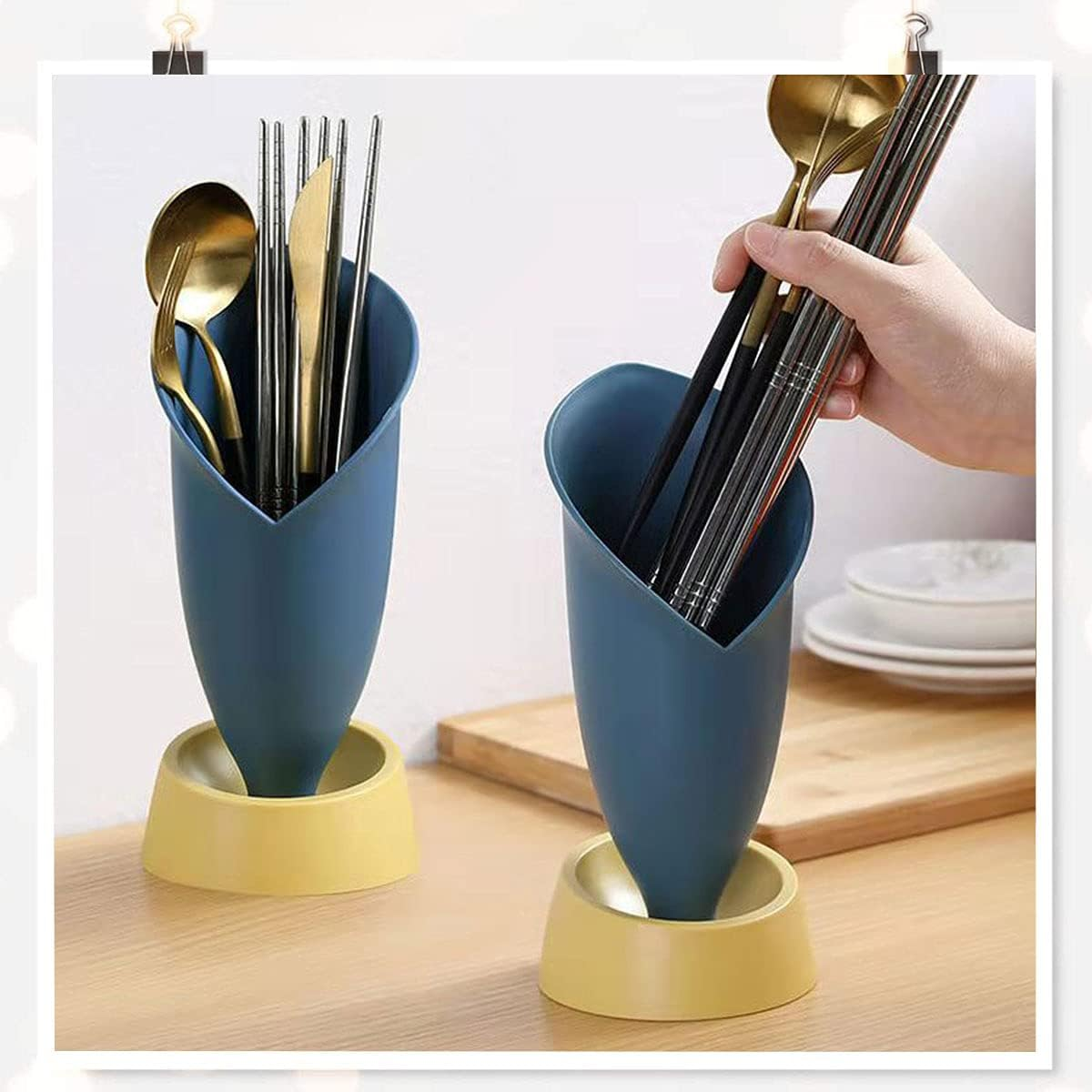Cutlery Holder Kitchen Cutlery Container Cutlery Drainer - Multifunctional Plastic Cutlery Basket for Organising Knives, Forks, Spoons. Can Also Be Used in Bathroom, Living Room Storage image number 6